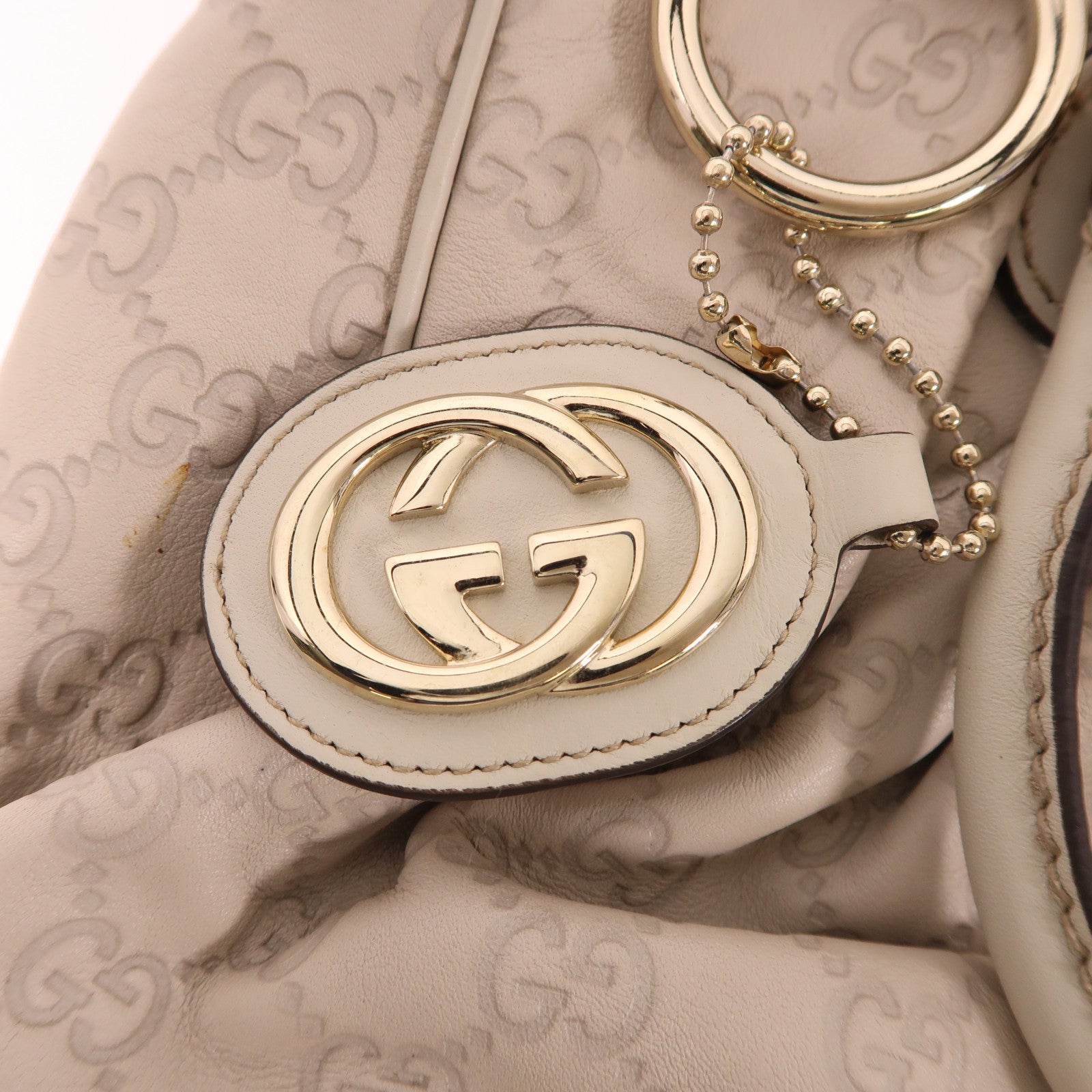 GUCCI GG GHW Sukey Shoulder Bag 296835 Calfskin Leather Beige