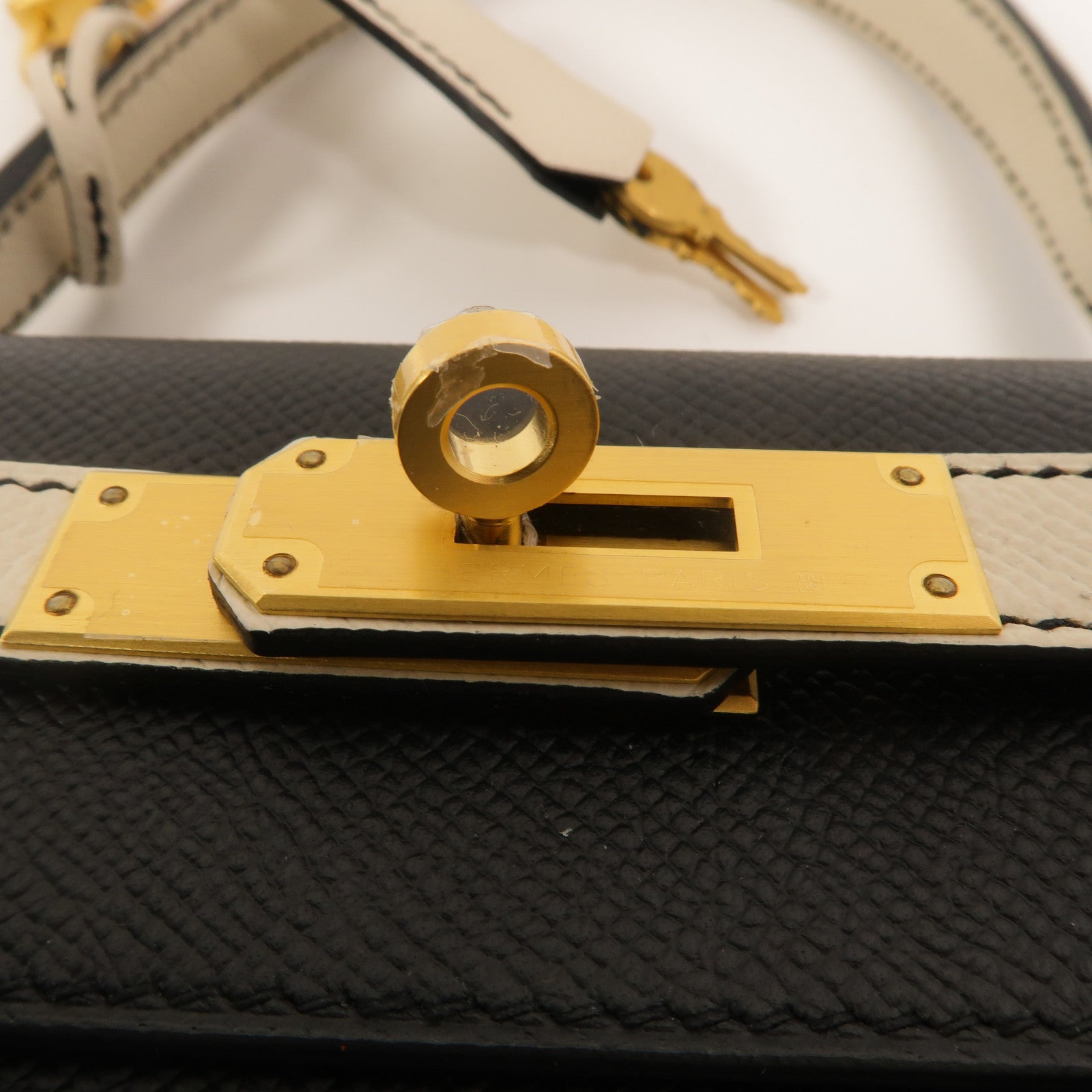 HERMES Epsom皮革Kelly 28 SPO手挽肩背兩用袋Noir/Craie