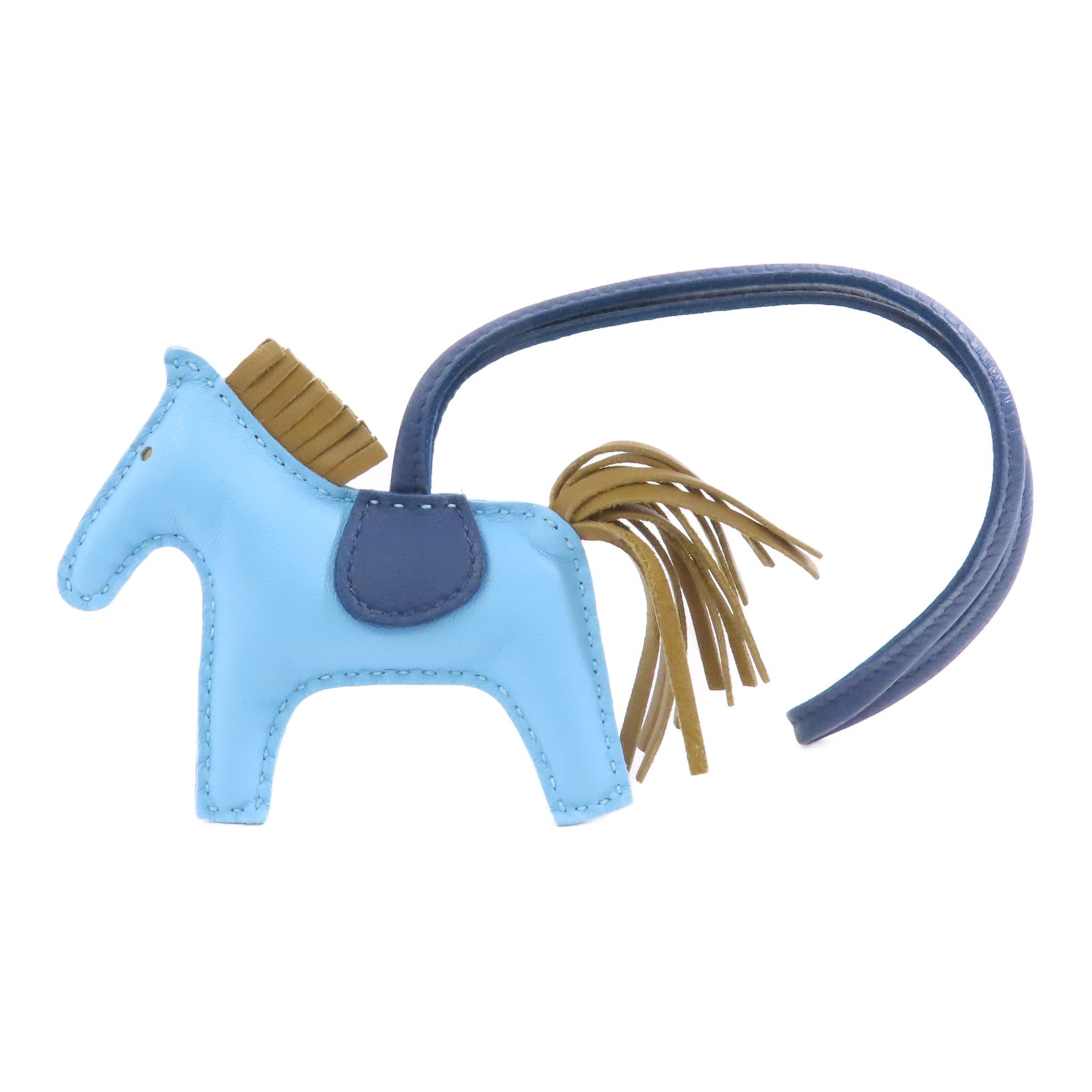 HERMES 皮革Rodeo掛飾淺藍色/深藍色/卡其色