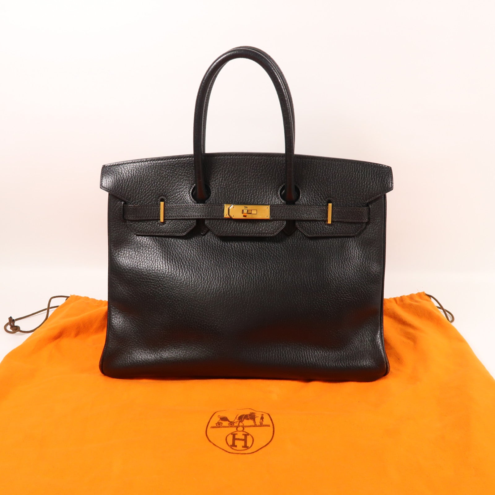 HERMES Ardennes皮革Birkin 25金扣手挽袋Noir