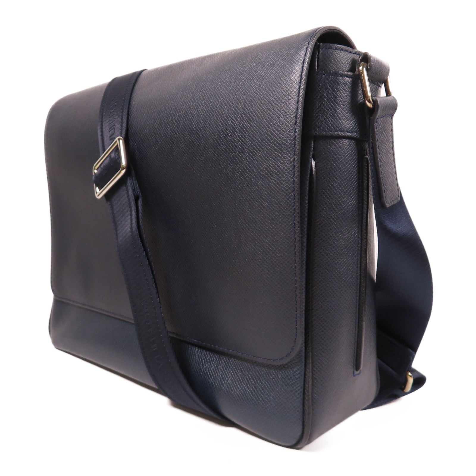 LOUIS VUITTON 【激減優惠】Taiga Roman MM銀扣肩背袋深藍色