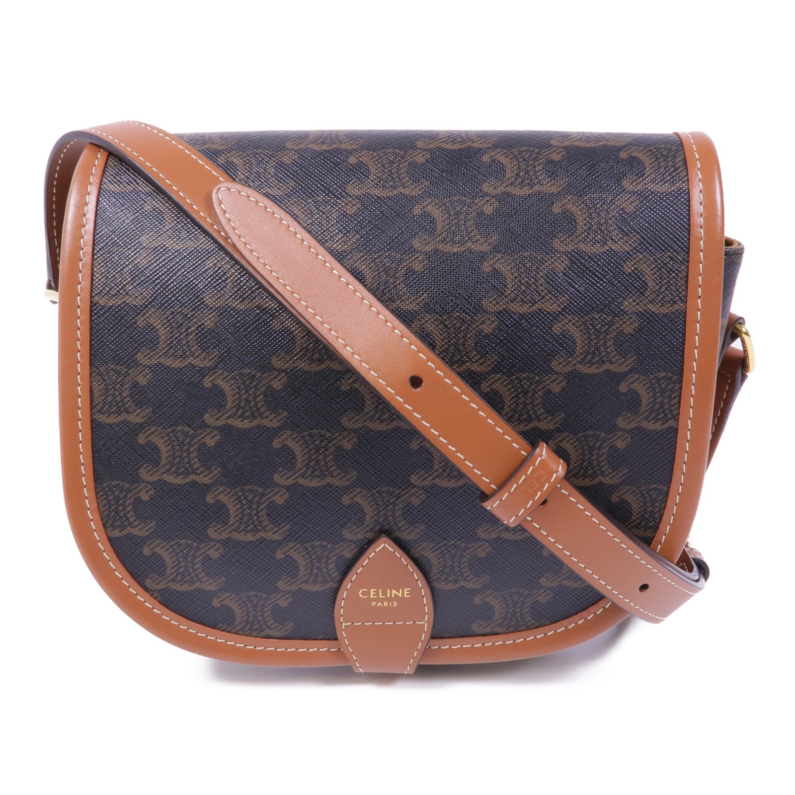 CELINE 塗層帆布Folco Bag金扣肩背袋