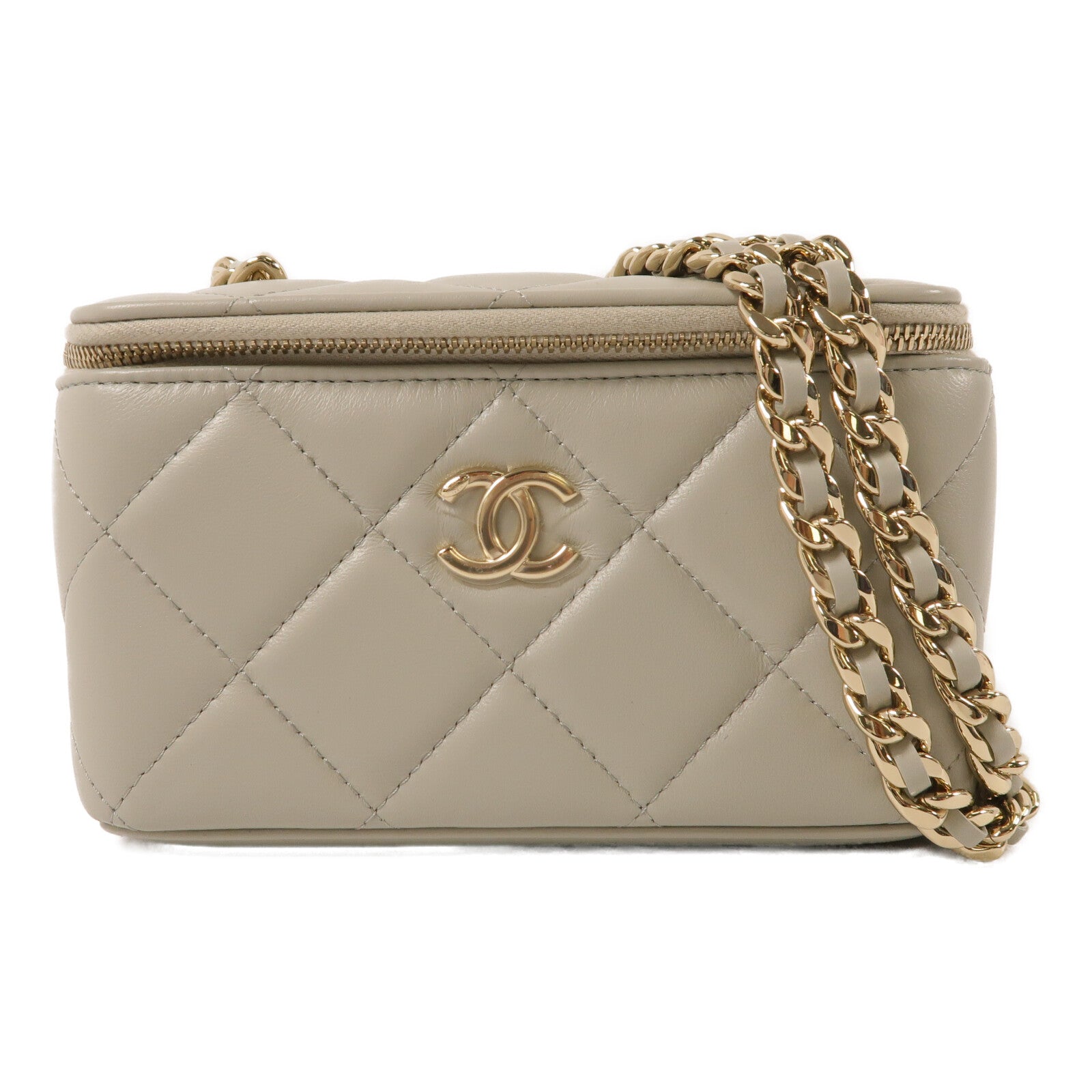 CHANEL 羊皮皮革Vanity Case鏈帶肩背袋