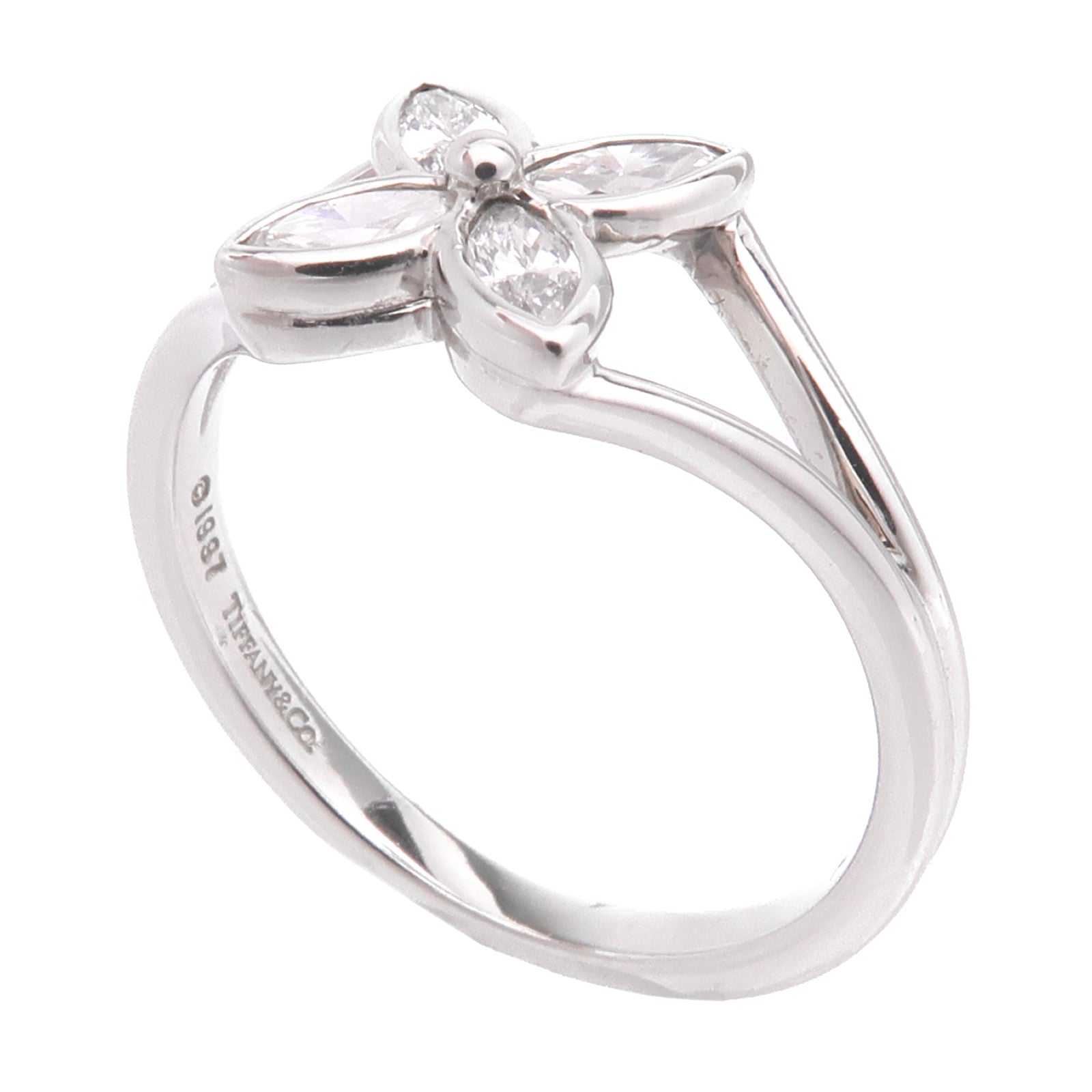 TIFFANY＆CO 【激減優惠】PT950鉑金Floral Ring 1997戒指US#4.25