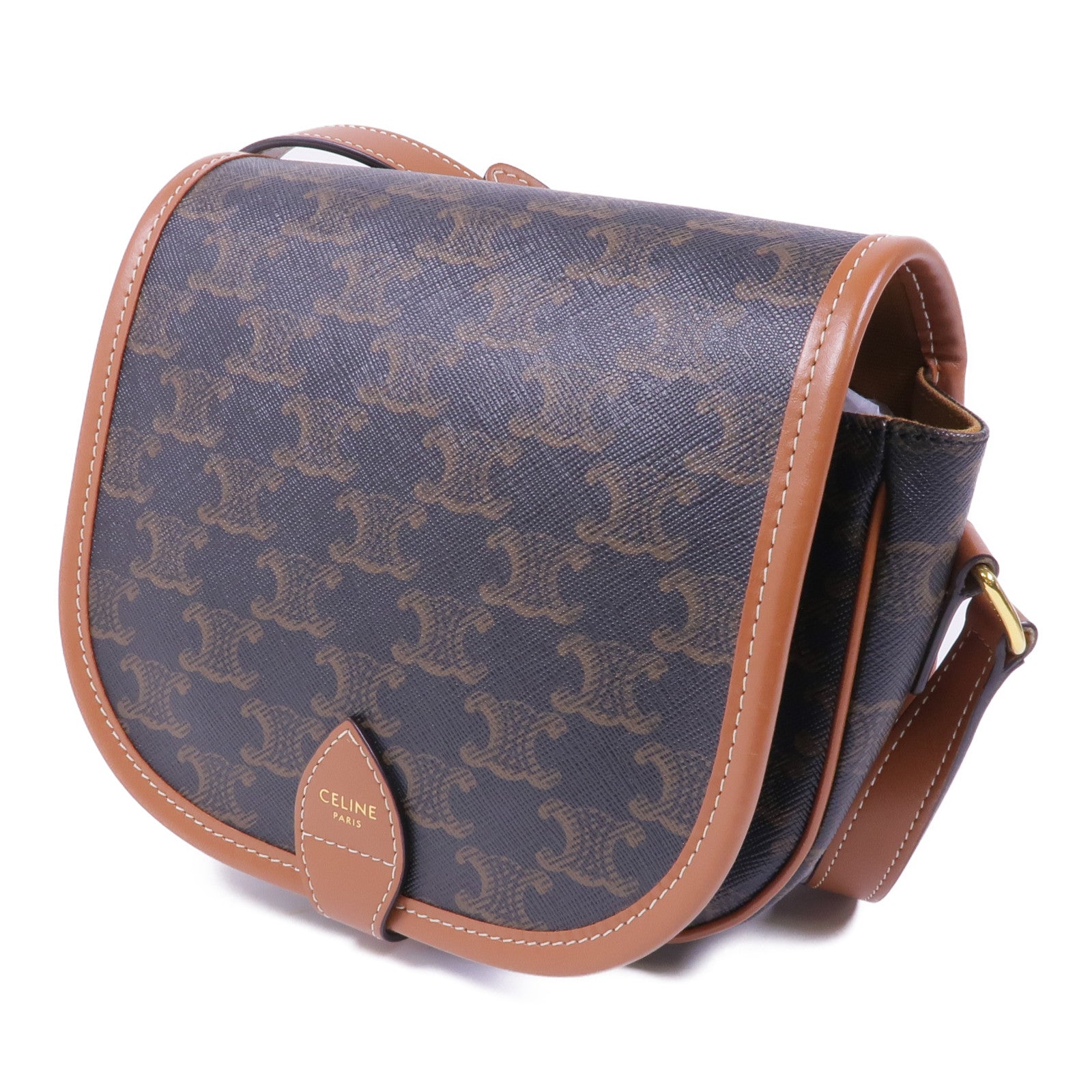 CELINE 塗層帆布Folco Bag金扣肩背袋