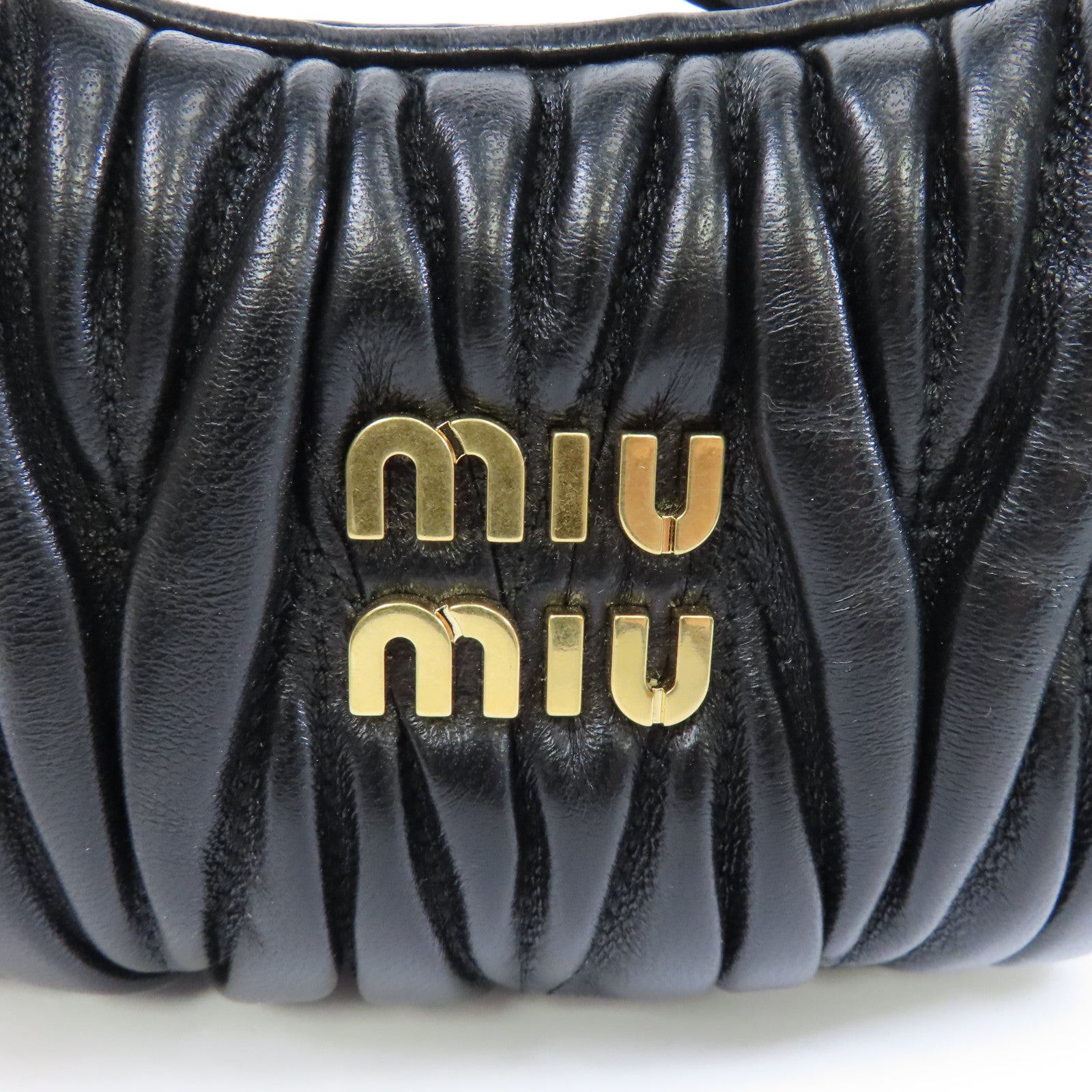 Miu Miu 羊皮皮革Wander Matelasse金扣手挽肩背兩用袋黑色