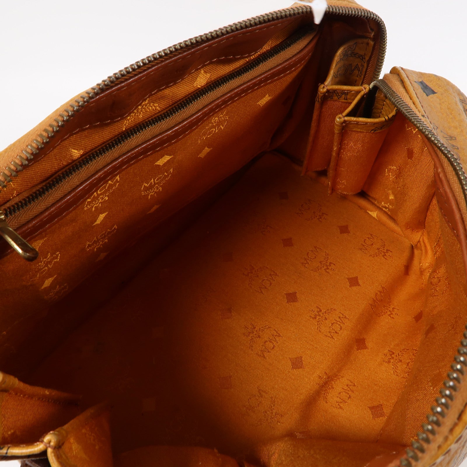 MCM 塗層帆布2Way Shoulder金扣手挽肩背兩用袋啡色