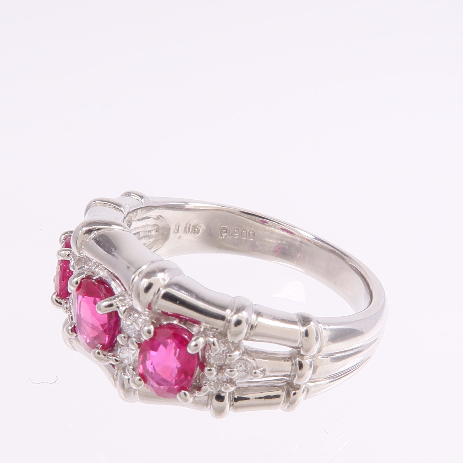 JEWELRY PT900鉑金Ruby Diamond Ring紅寶石/鑽石戒指US#6.25