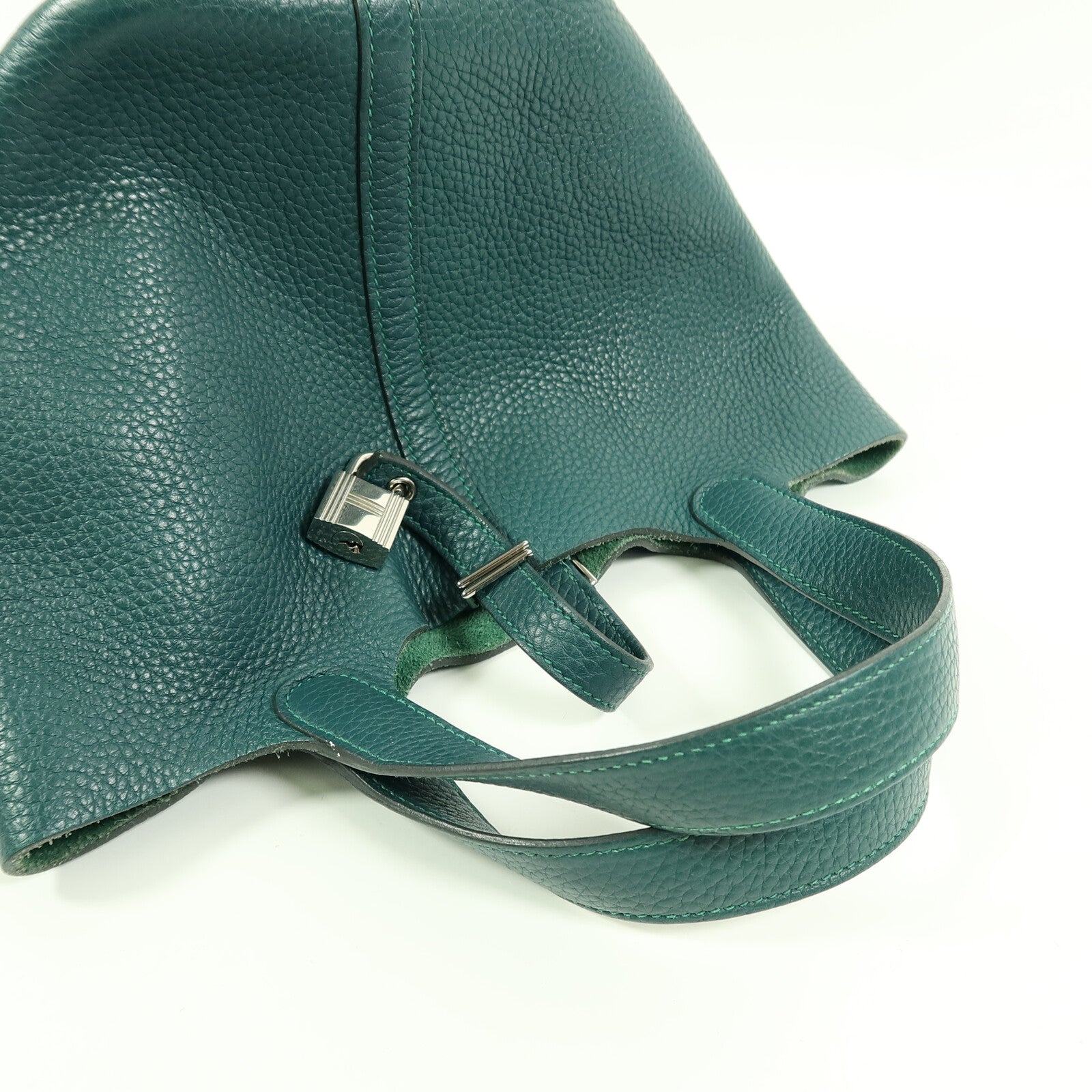 HERMES Clemence皮革Picotin PM手挽袋Vert Bosphore