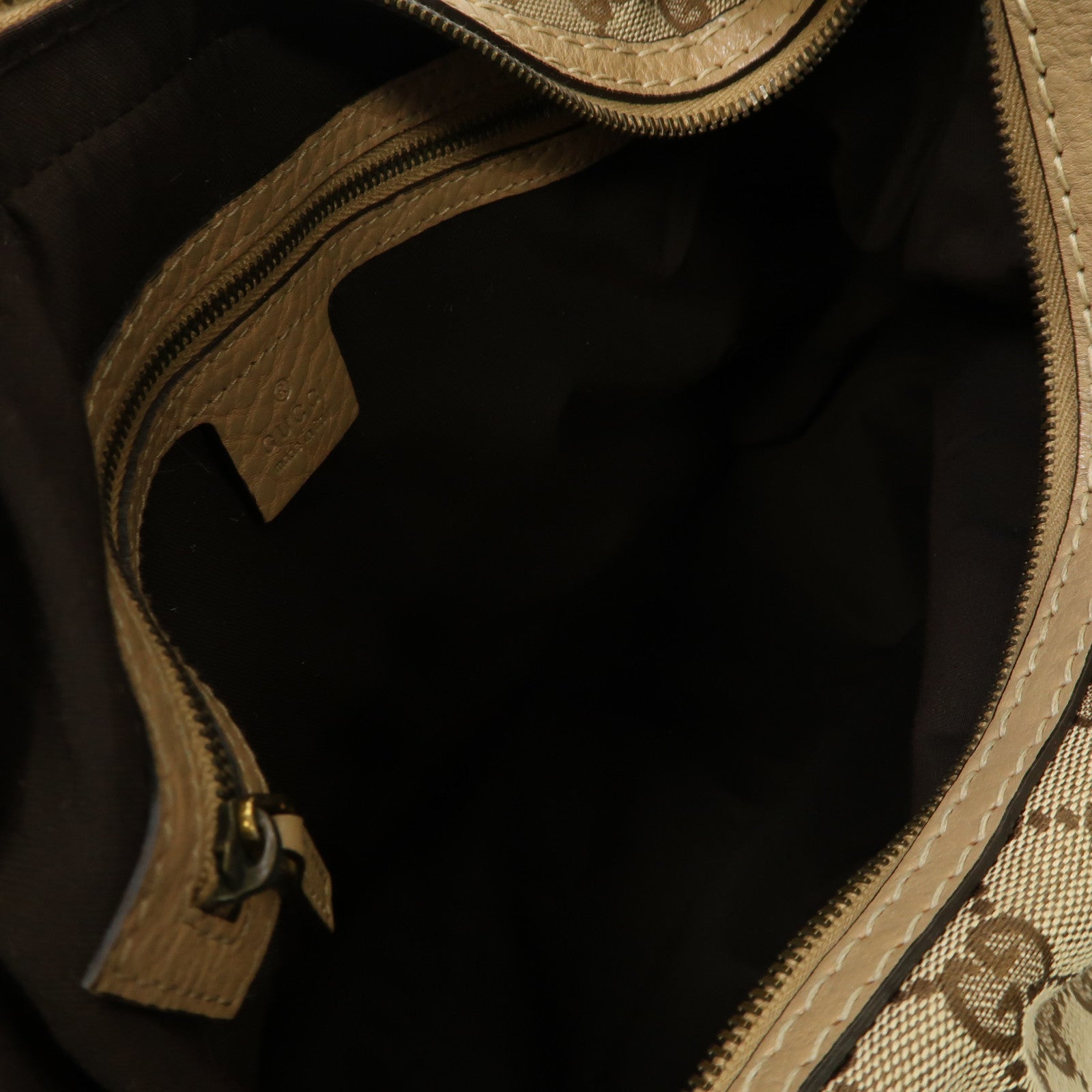 GUCCI 帆布Shoulder Bag金扣肩背袋米色