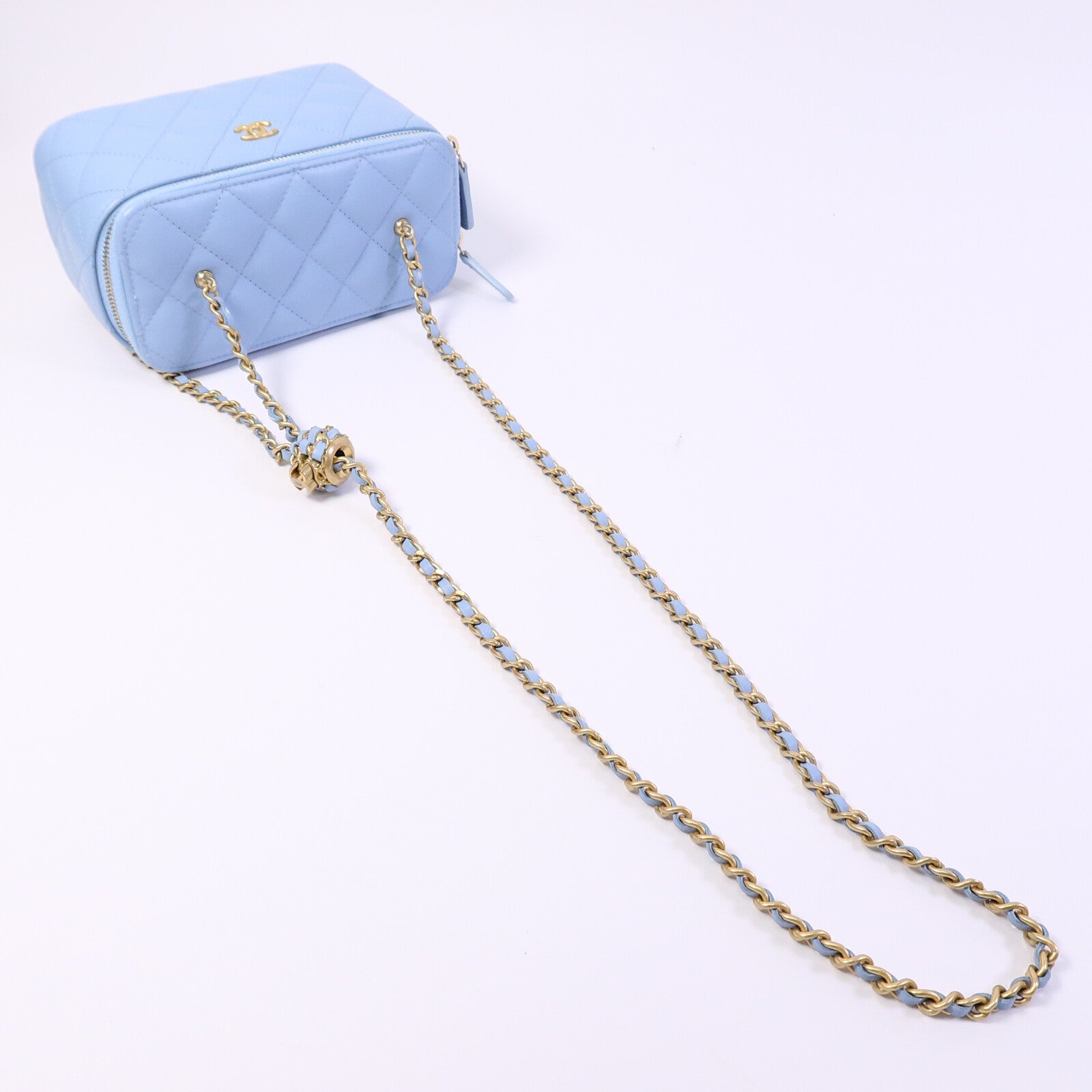 CHANEL 羊皮皮革Vanity Case鏈帶肩背袋