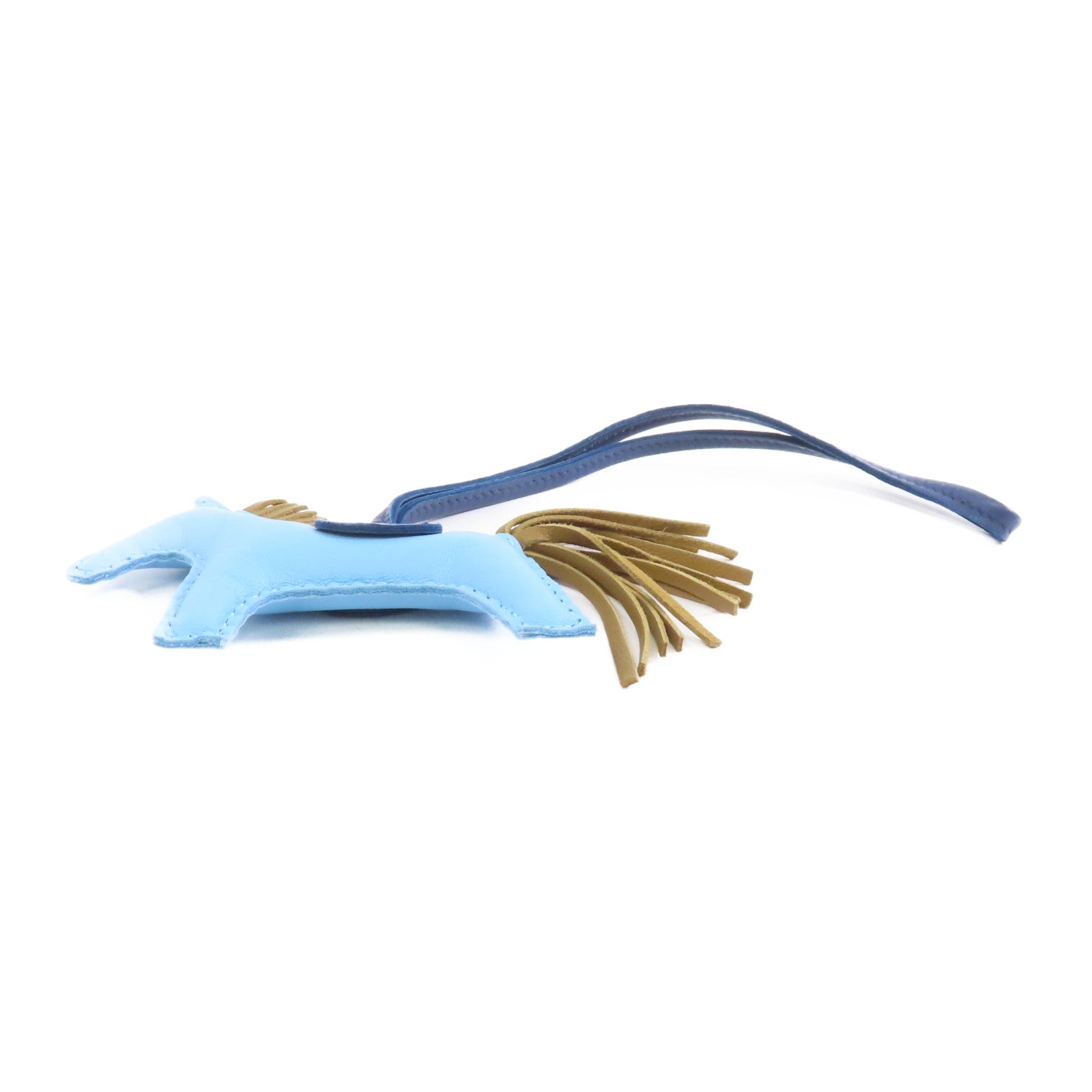 HERMES 皮革Rodeo掛飾淺藍色/深藍色/卡其色