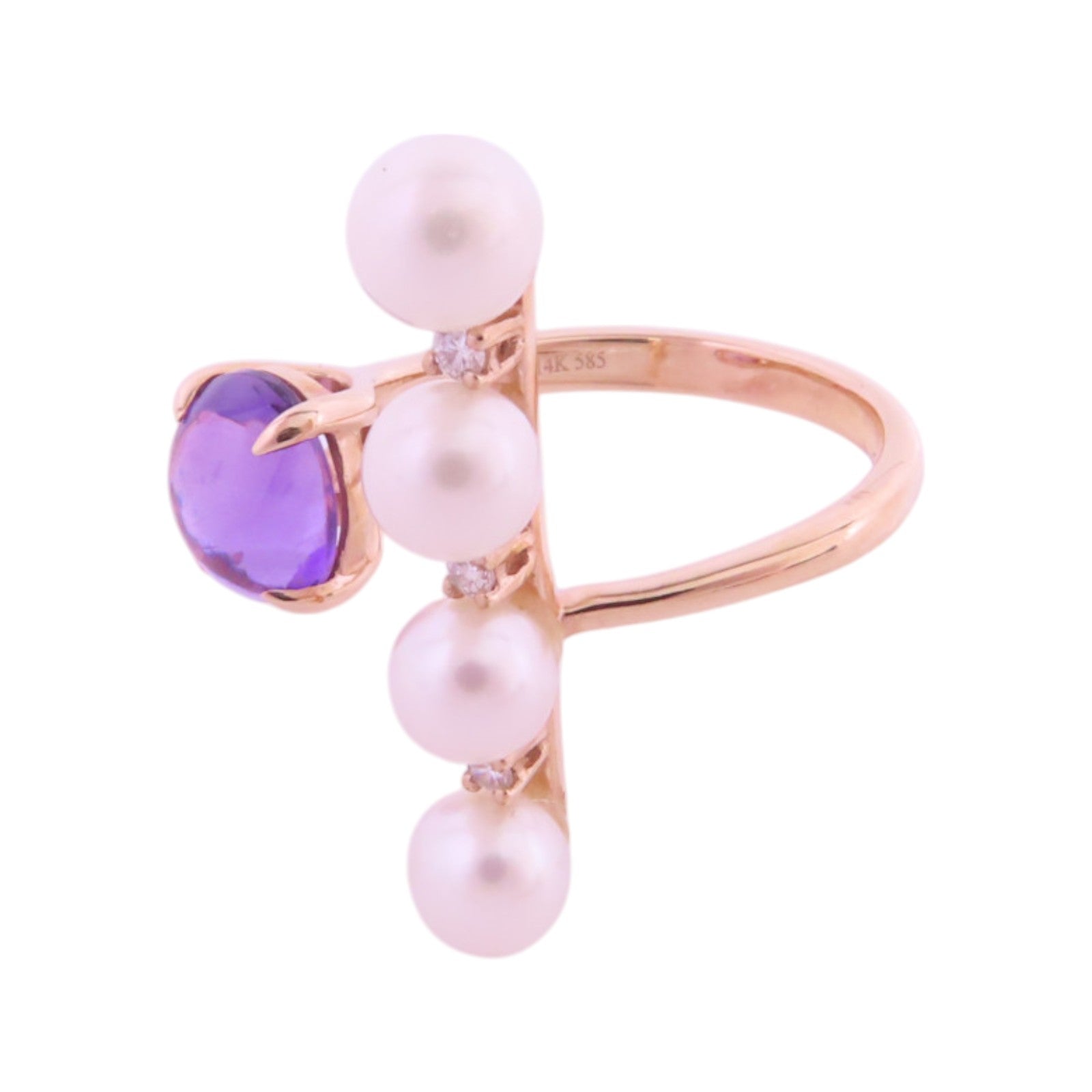 JEWELRY 14K玫瑰金PearlAmethyst  Ring珍珠/紫晶戒指US#6.25