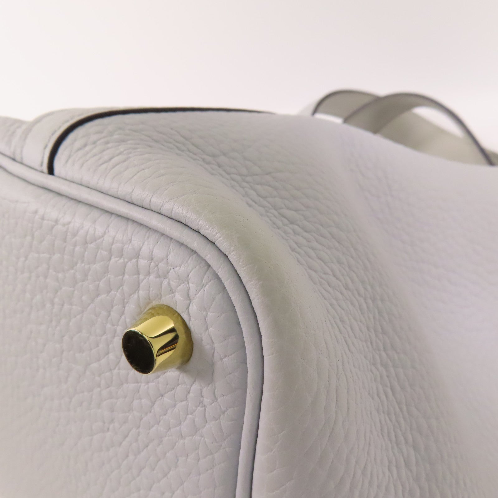 HERMES 【激減優惠】Clemence皮革Picotin PM金扣手挽袋Bleu Pale