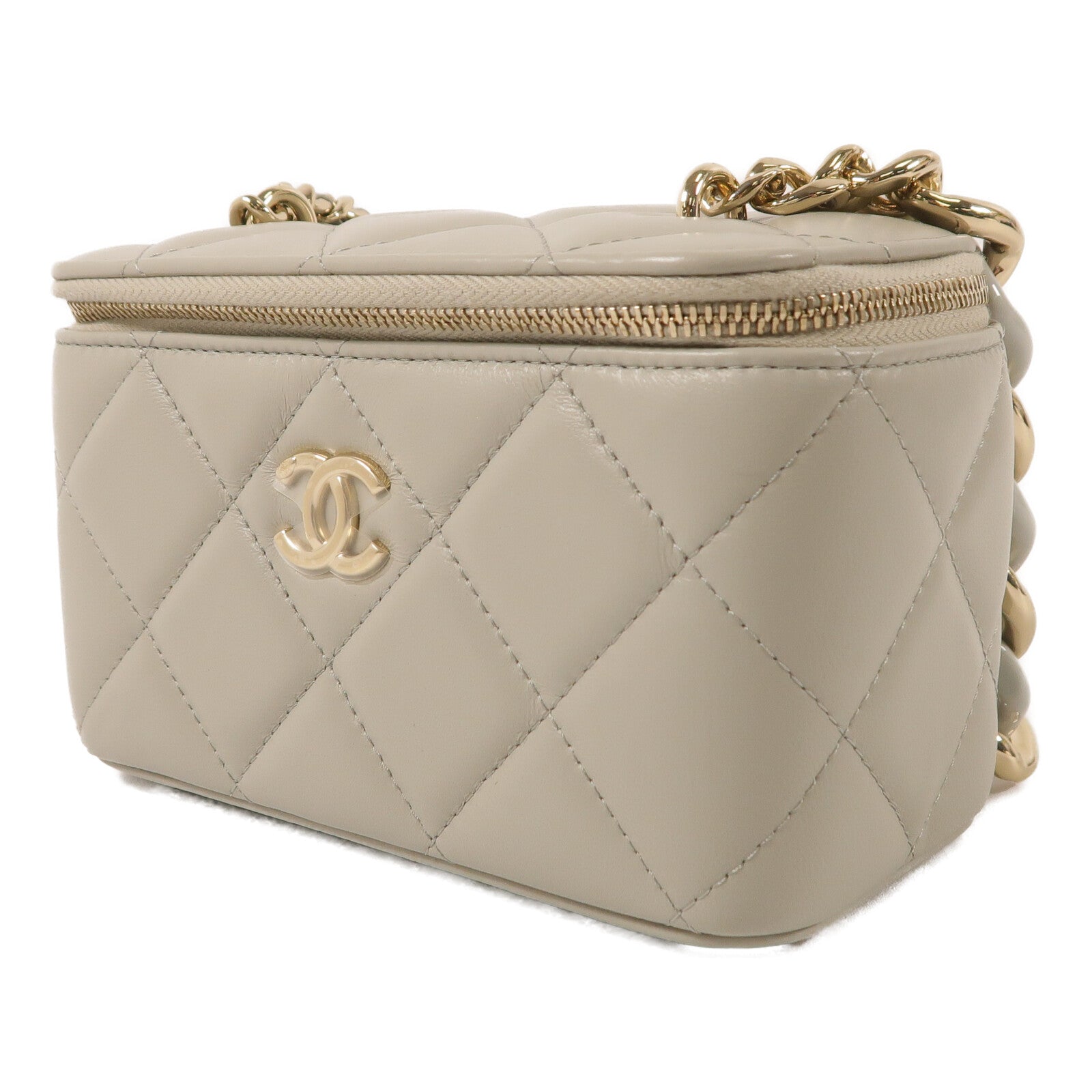 CHANEL 羊皮皮革Vanity Case鏈帶肩背袋