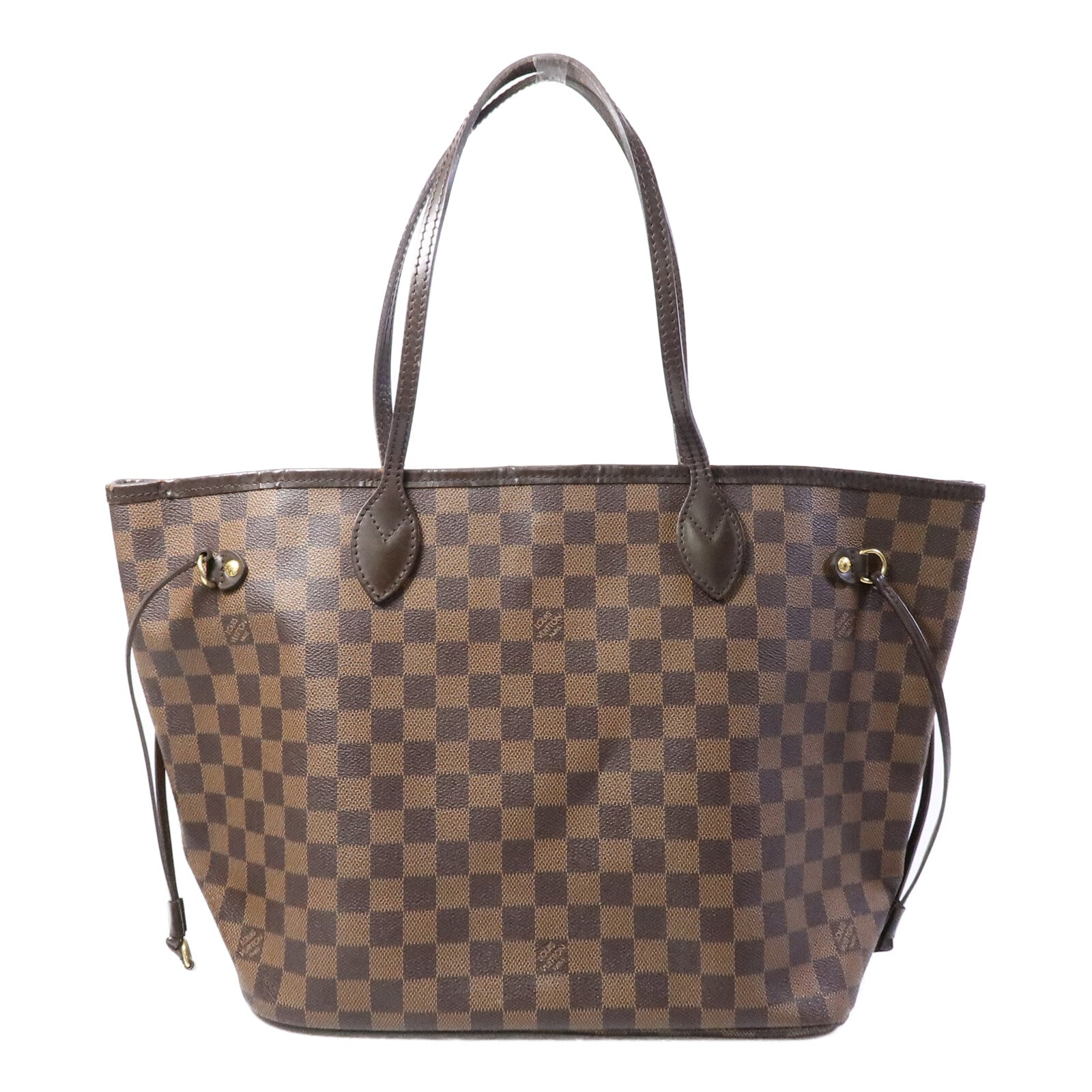 LOUIS VUITTON Damier Neverfull MM金扣肩背袋/手挽袋