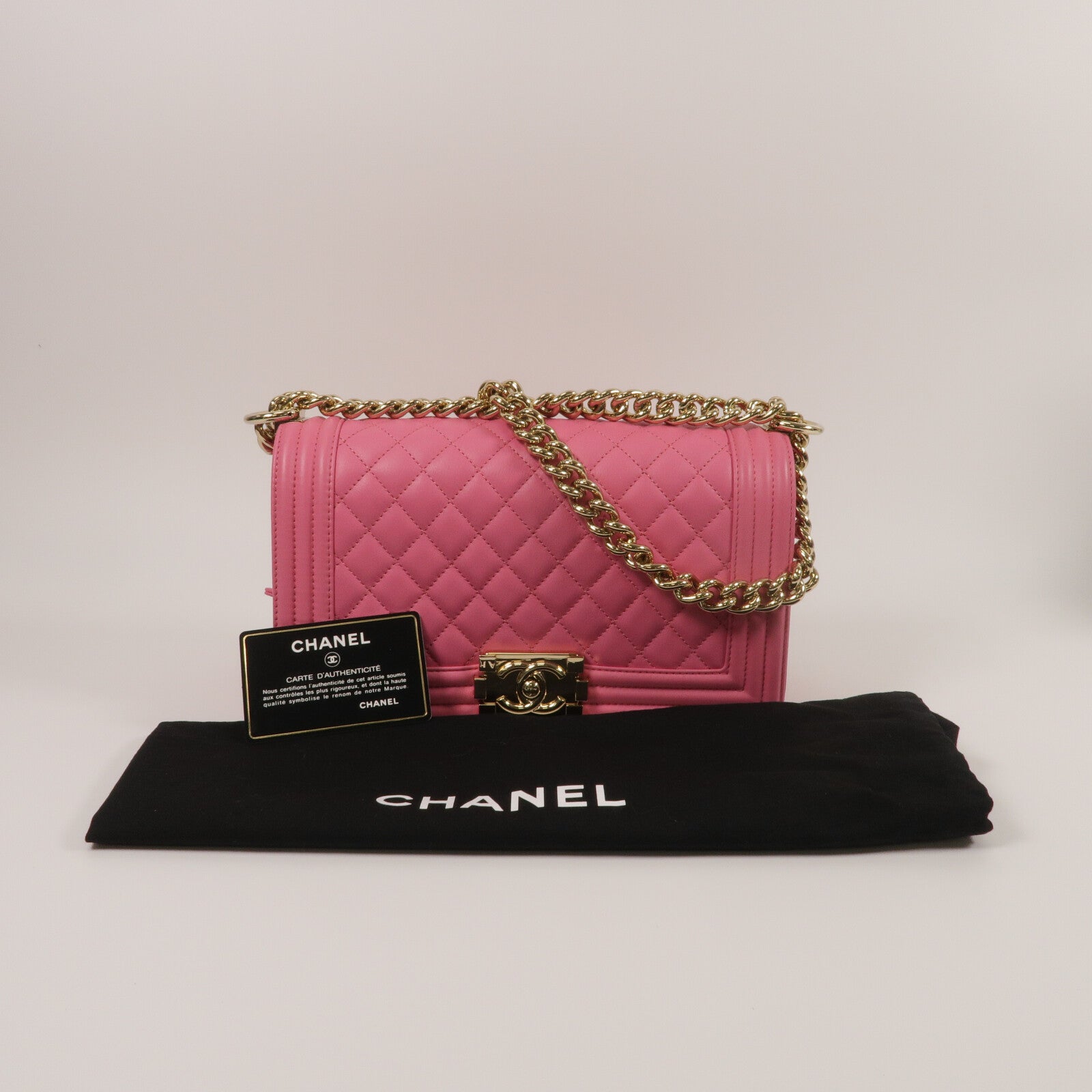 CHANEL 羊皮皮革Boy 25鏈帶肩背袋