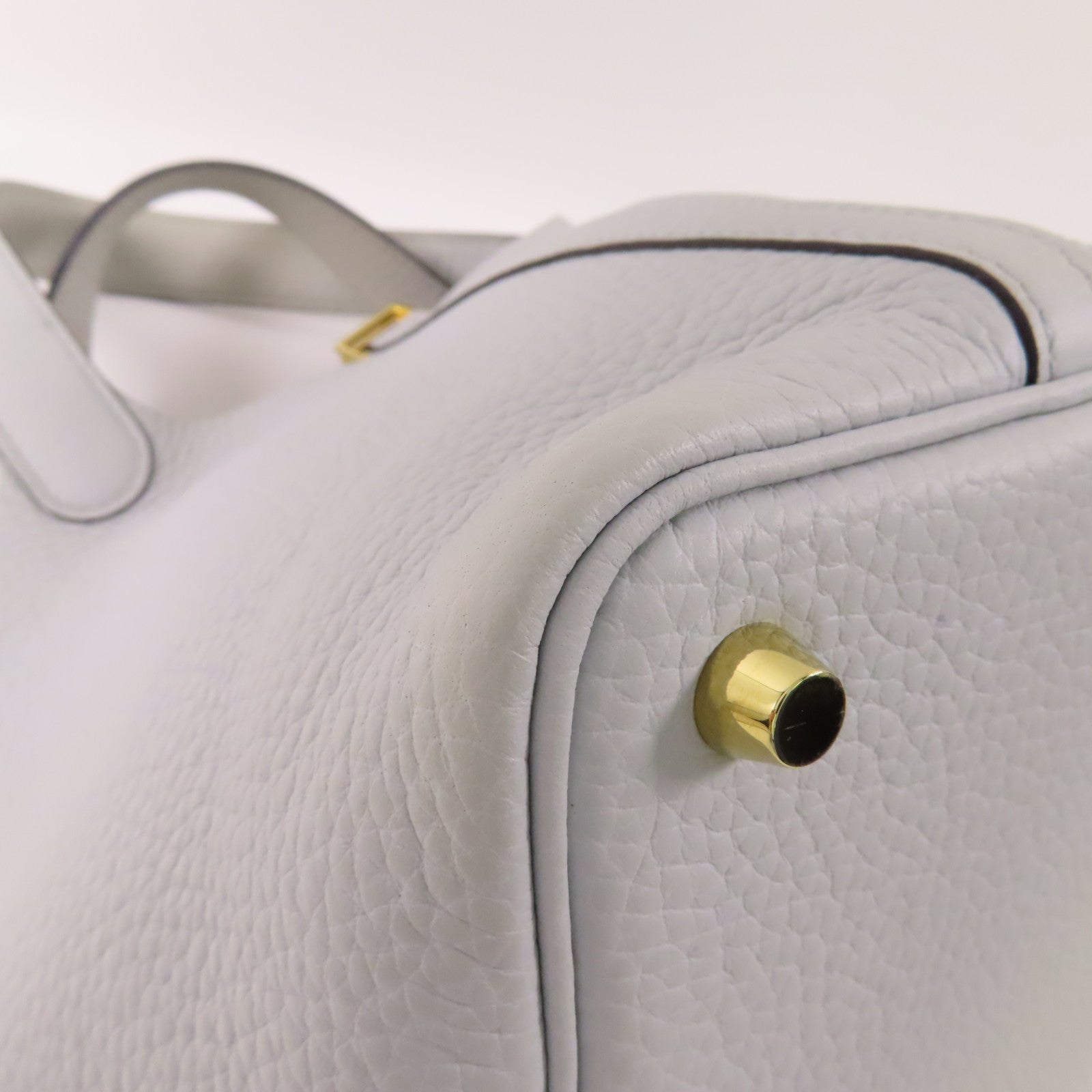 HERMES 【激減優惠】Clemence皮革Picotin PM金扣手挽袋Bleu Pale