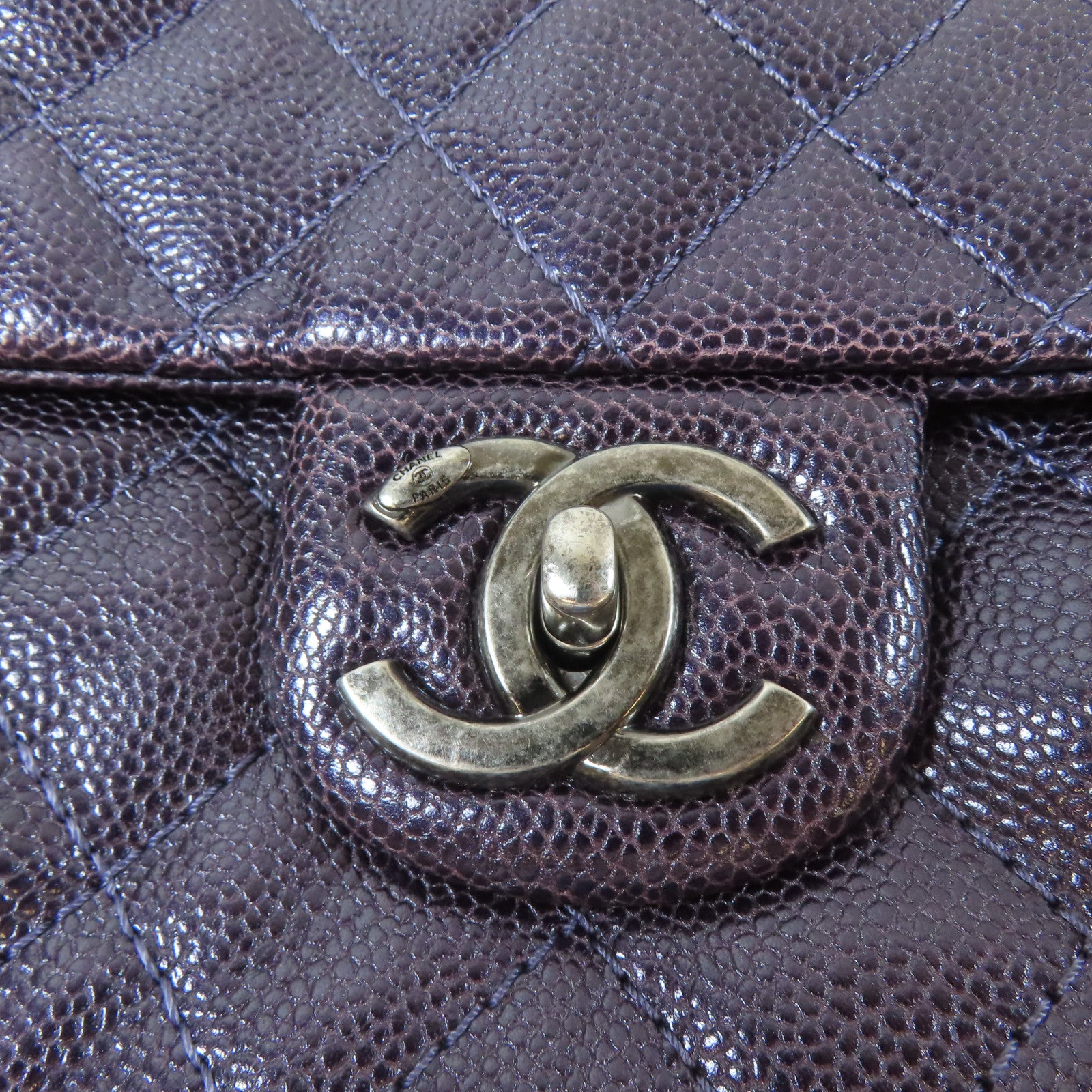 CHANEL 【激減優惠】菱格Caviar皮革Chain Shoulder Bag鏈帶肩背袋紫色