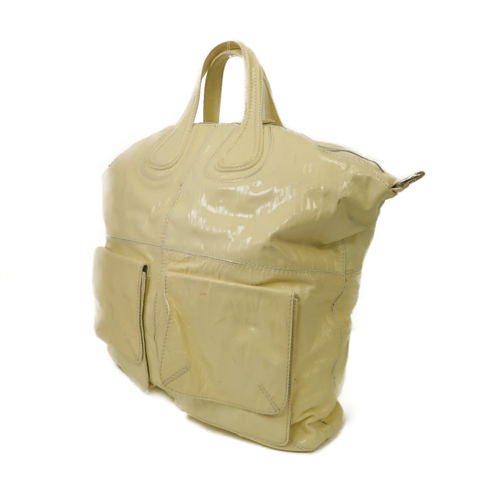 GIVENCHY 【激減優惠】漆皮皮革Shoulder Bag銀扣手挽肩背兩用袋白色