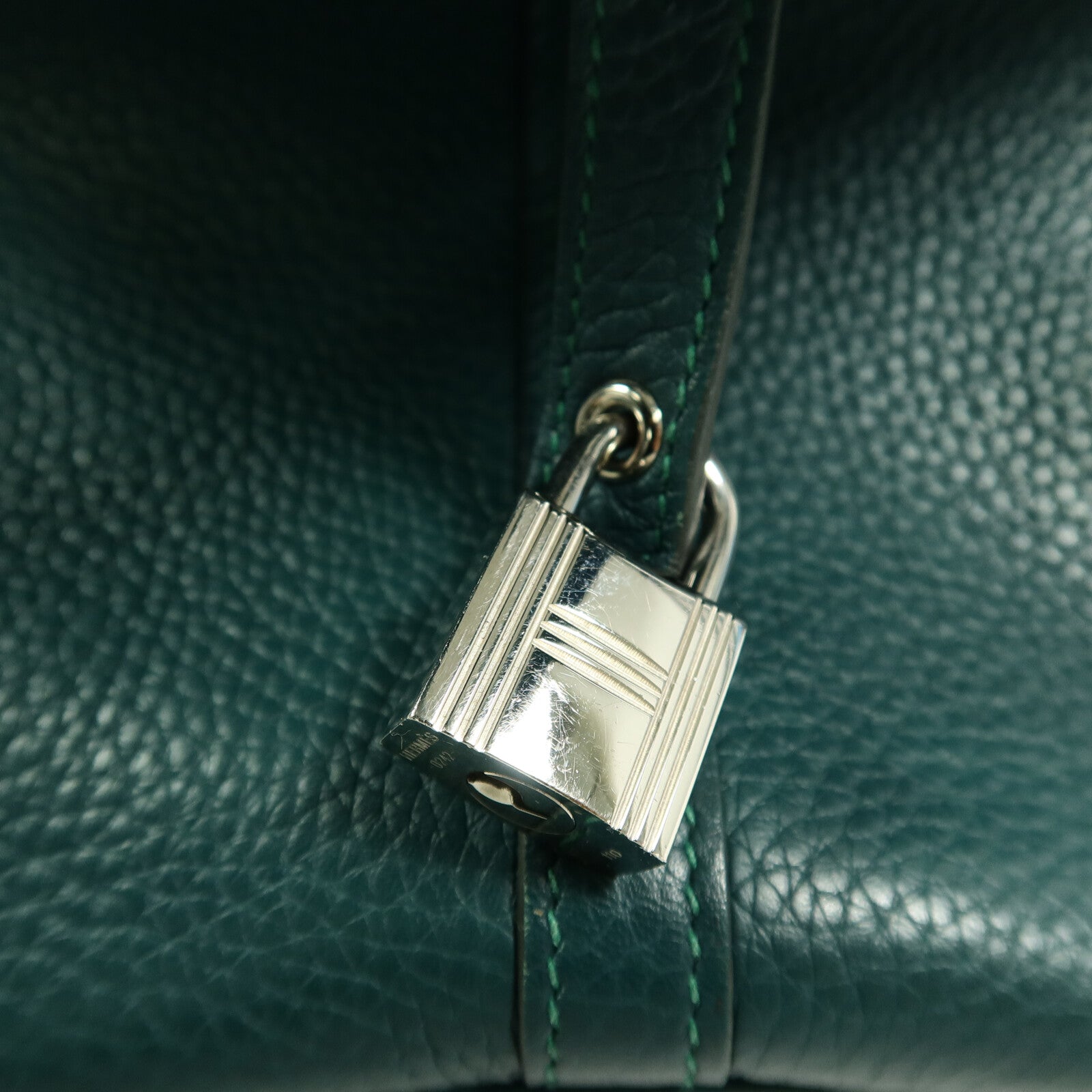 HERMES Clemence皮革Picotin PM手挽袋Vert Bosphore