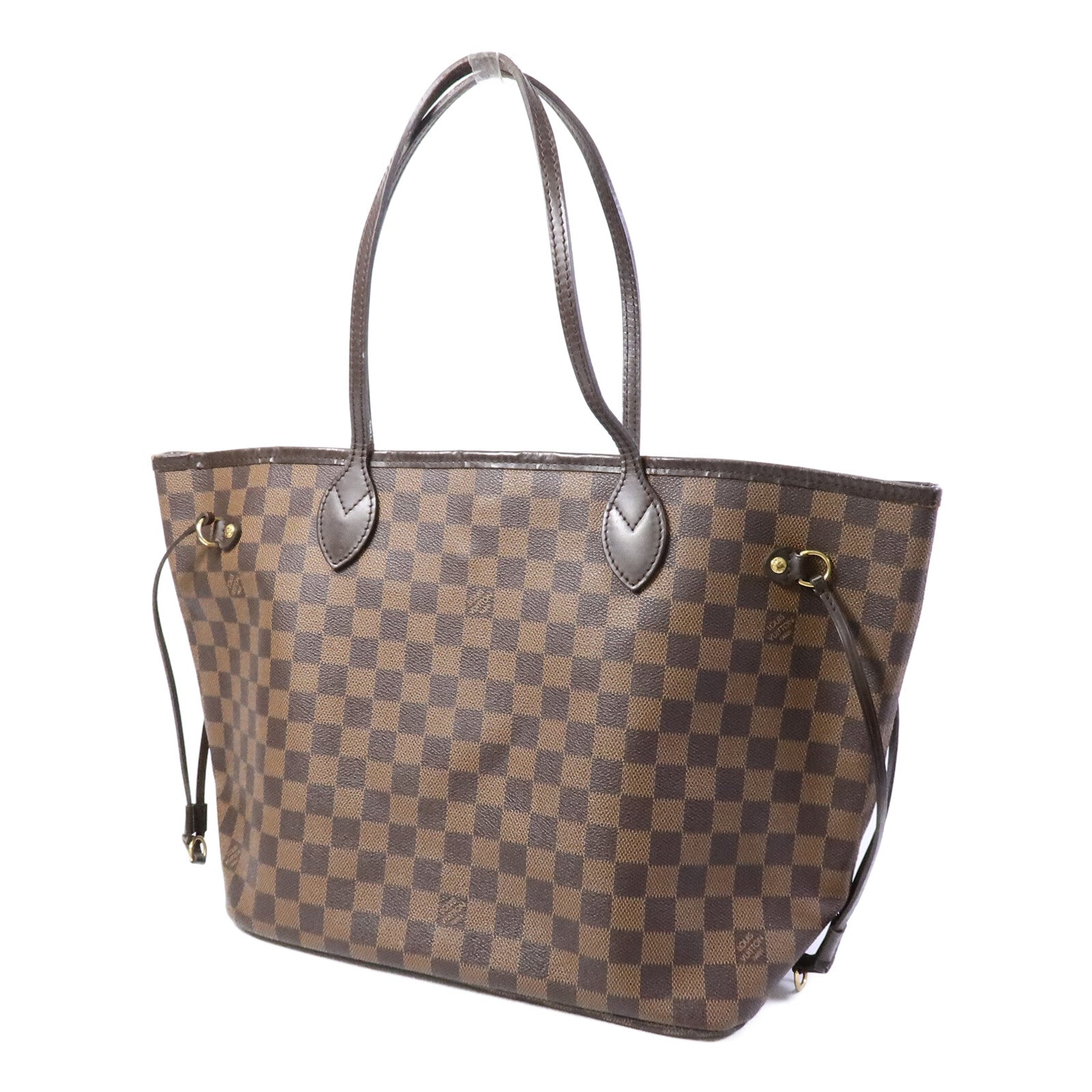 LOUIS VUITTON Damier Neverfull MM金扣肩背袋/手挽袋
