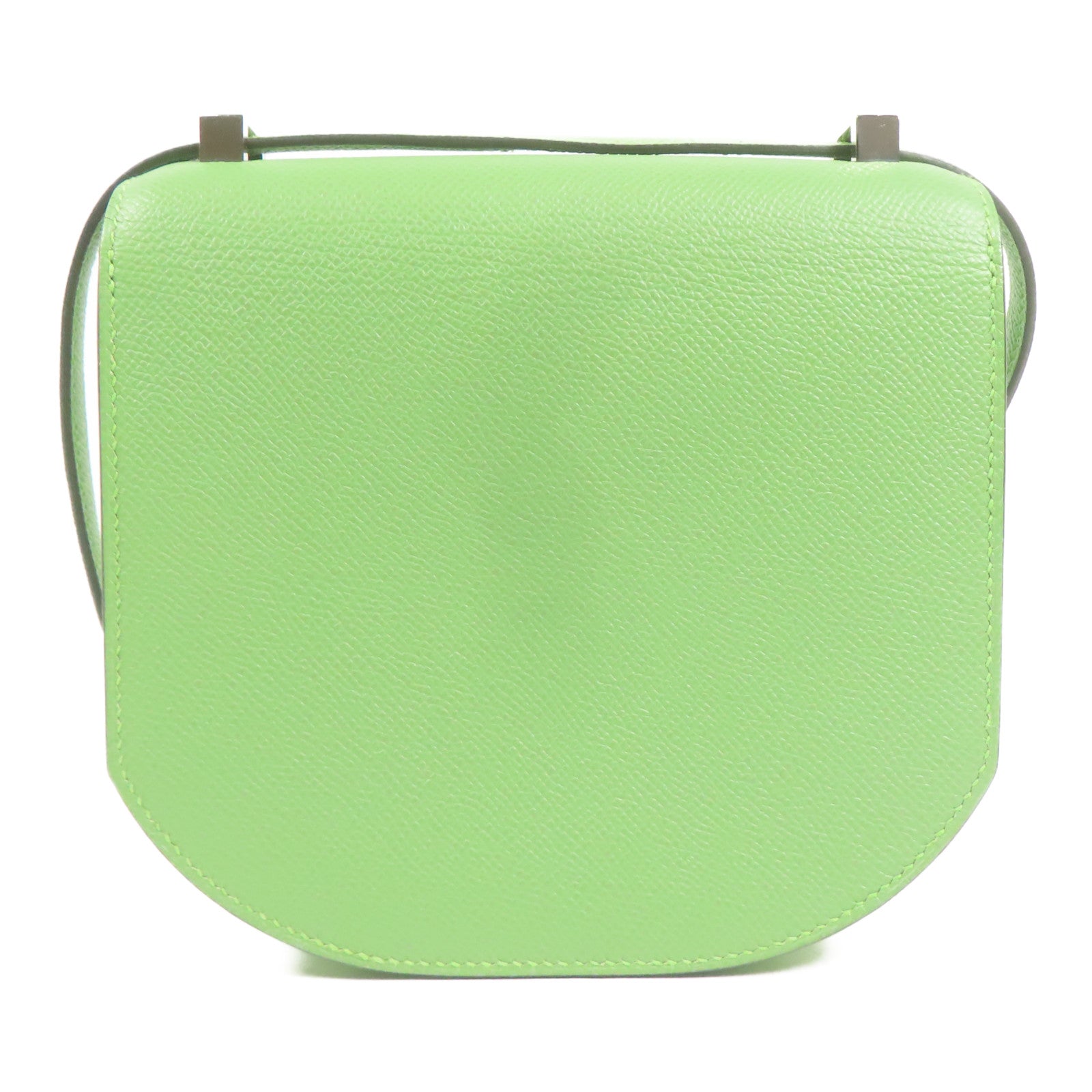 HERMES Epsom皮革Mosaique Mini銀扣肩背袋Vert Criquet