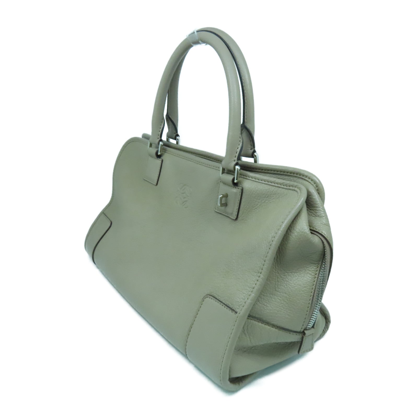 LOEWE **【激減優惠】牛皮皮革Handbag銀扣手挽袋灰色