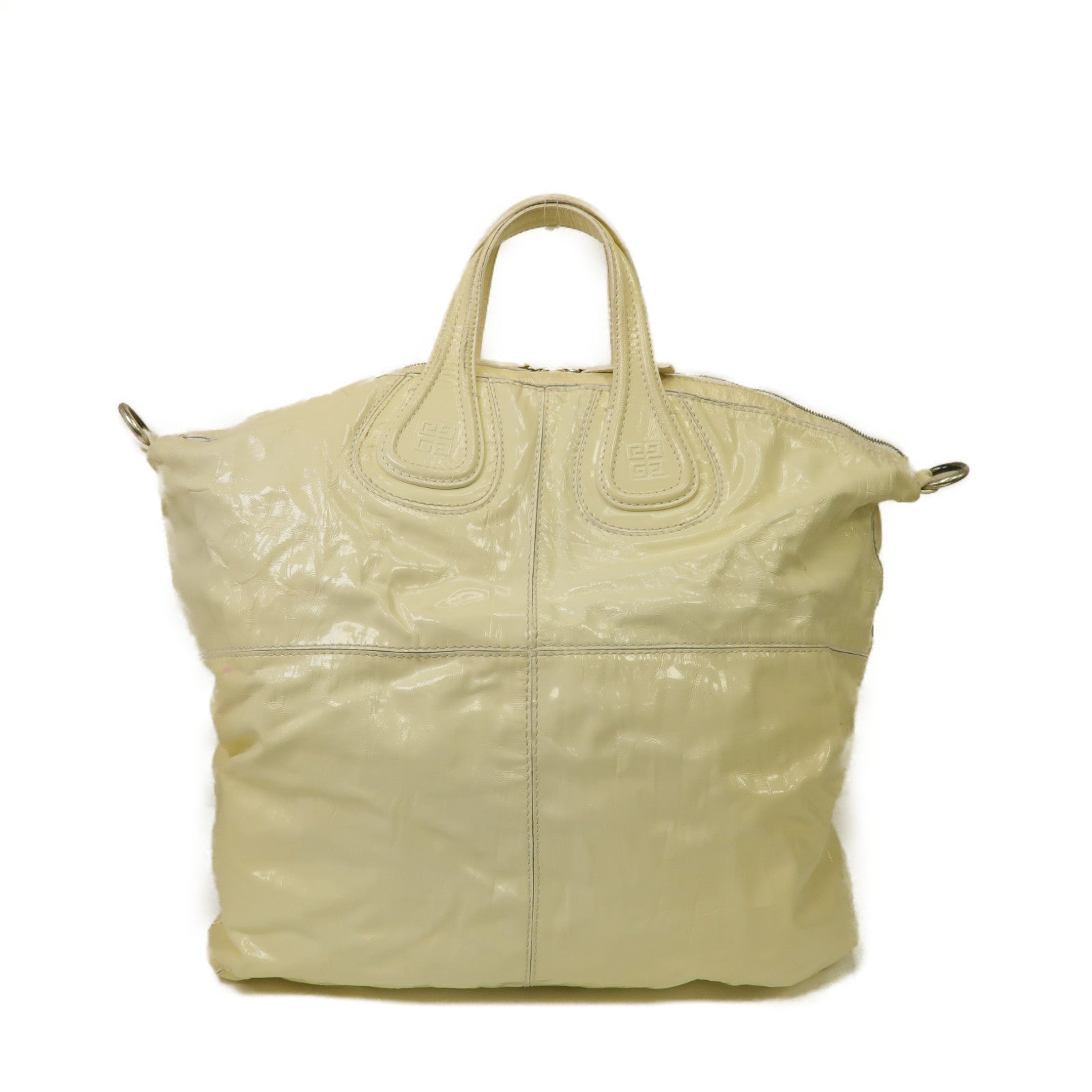 GIVENCHY 【激減優惠】漆皮皮革Shoulder Bag銀扣手挽肩背兩用袋白色