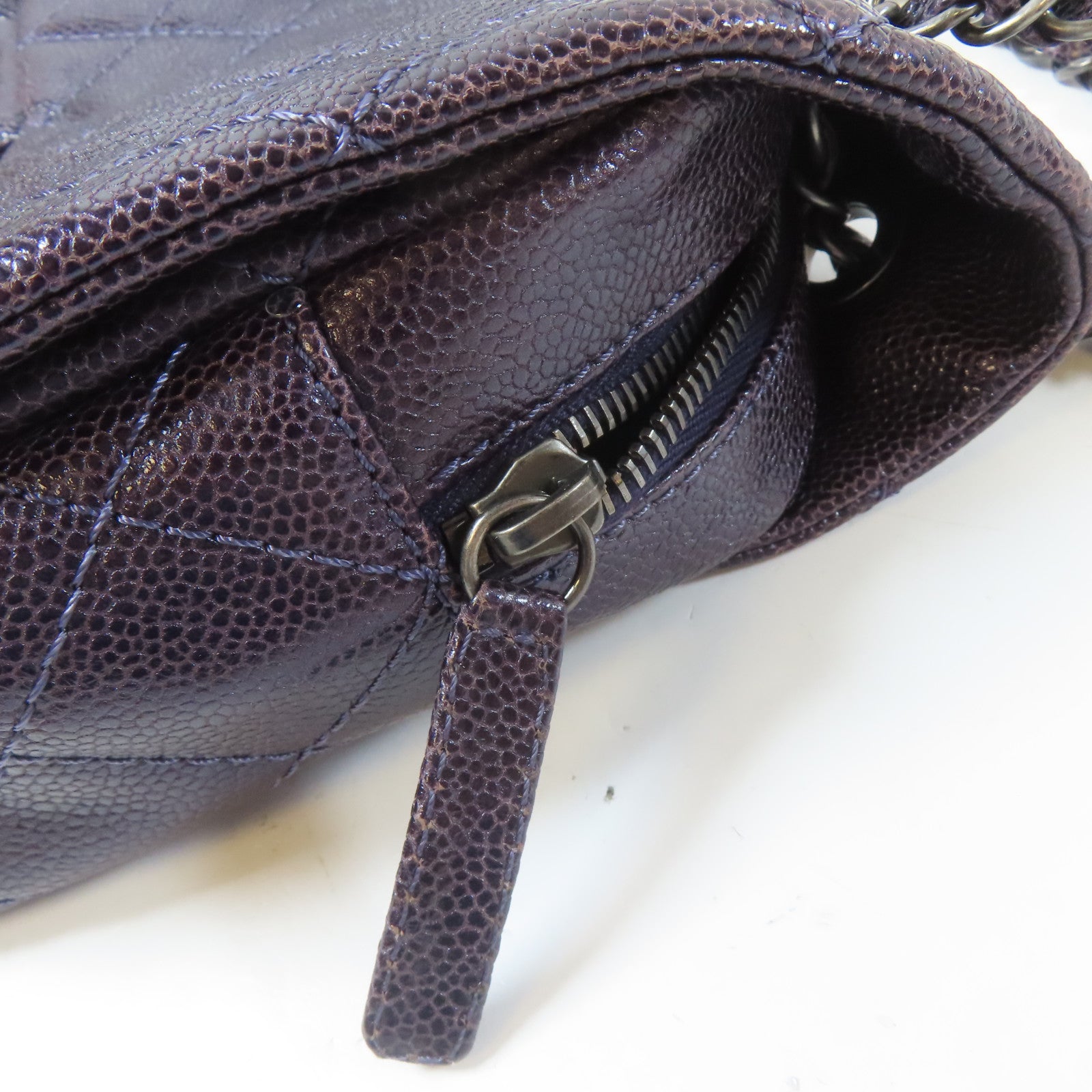 CHANEL 【激減優惠】菱格Caviar皮革Chain Shoulder Bag鏈帶肩背袋紫色