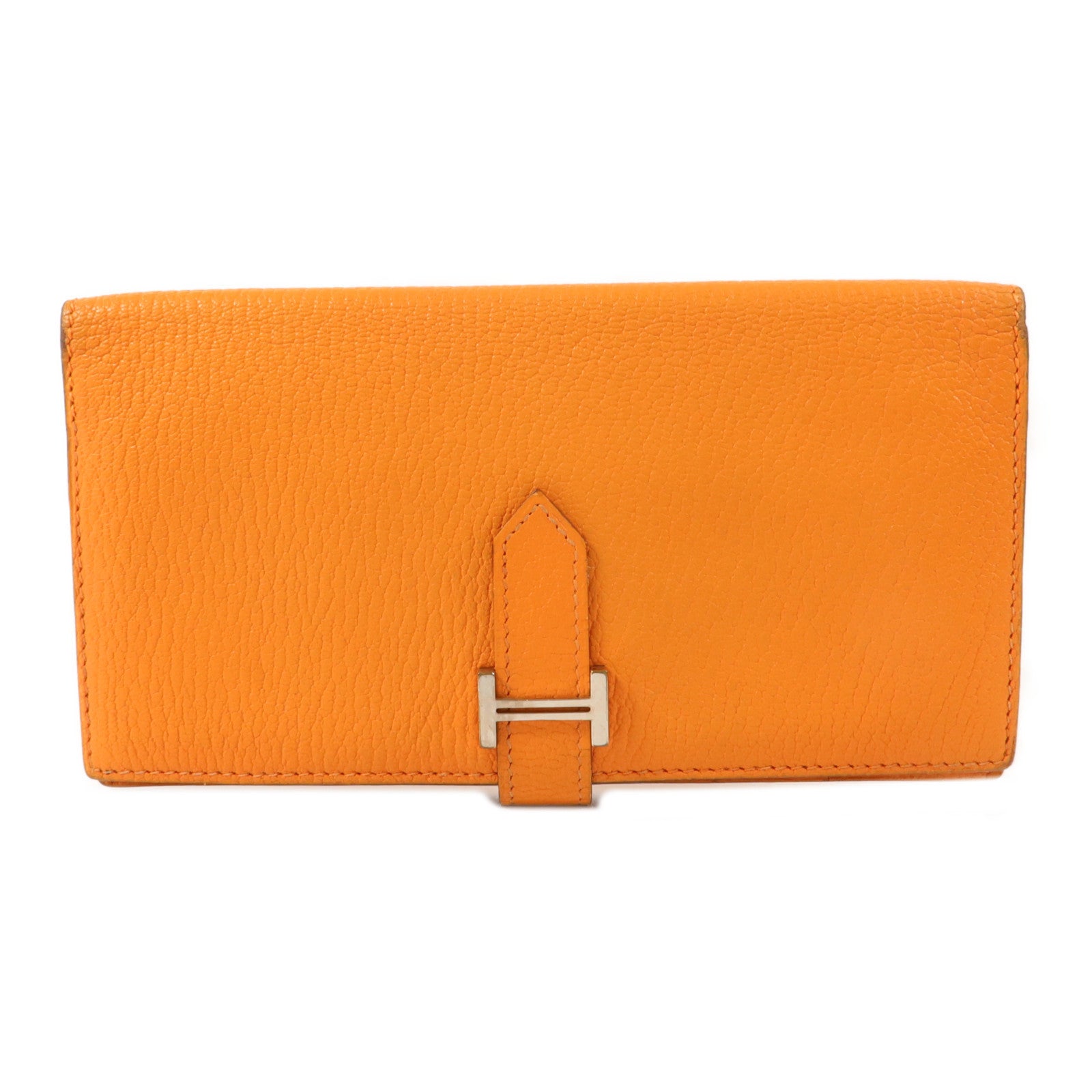 HERMES Chevre皮革Bearn Long Wallet長錢包Apricot