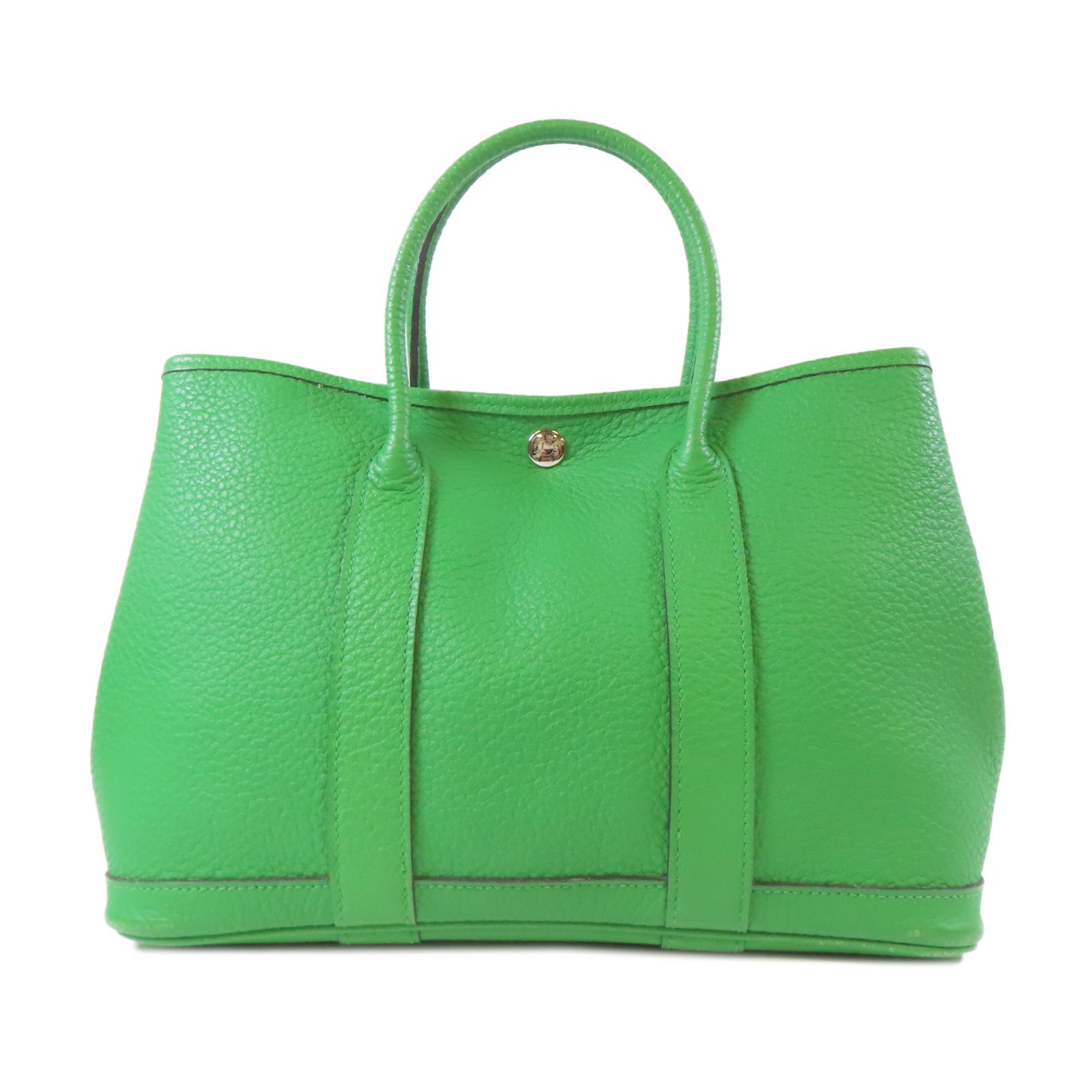 HERMES Country皮革Garden Party TPM銀扣手挽袋竹子綠色