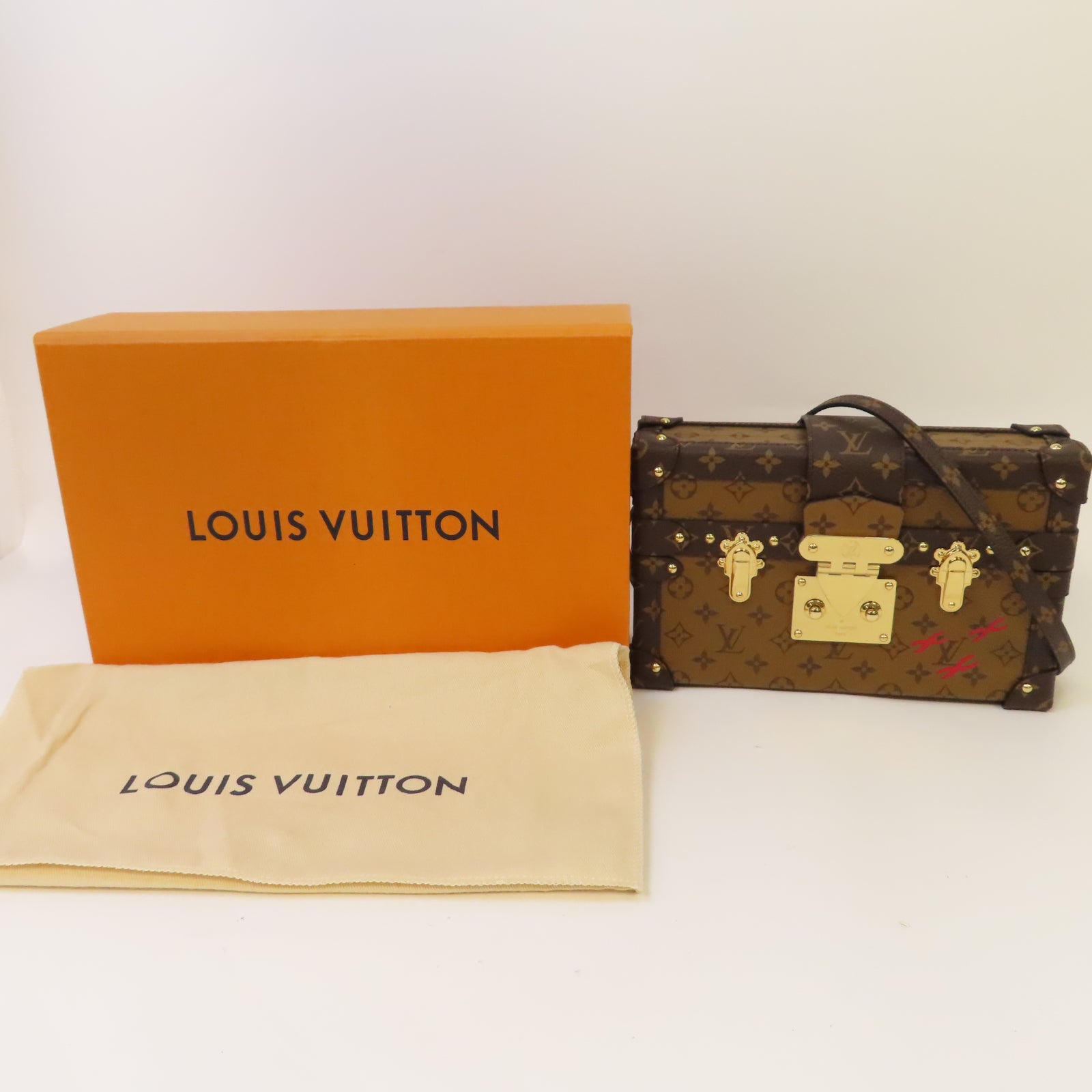 LOUIS VUITTON 【激減優惠】Monogram Reverse Petite Malle金扣肩背袋啡色