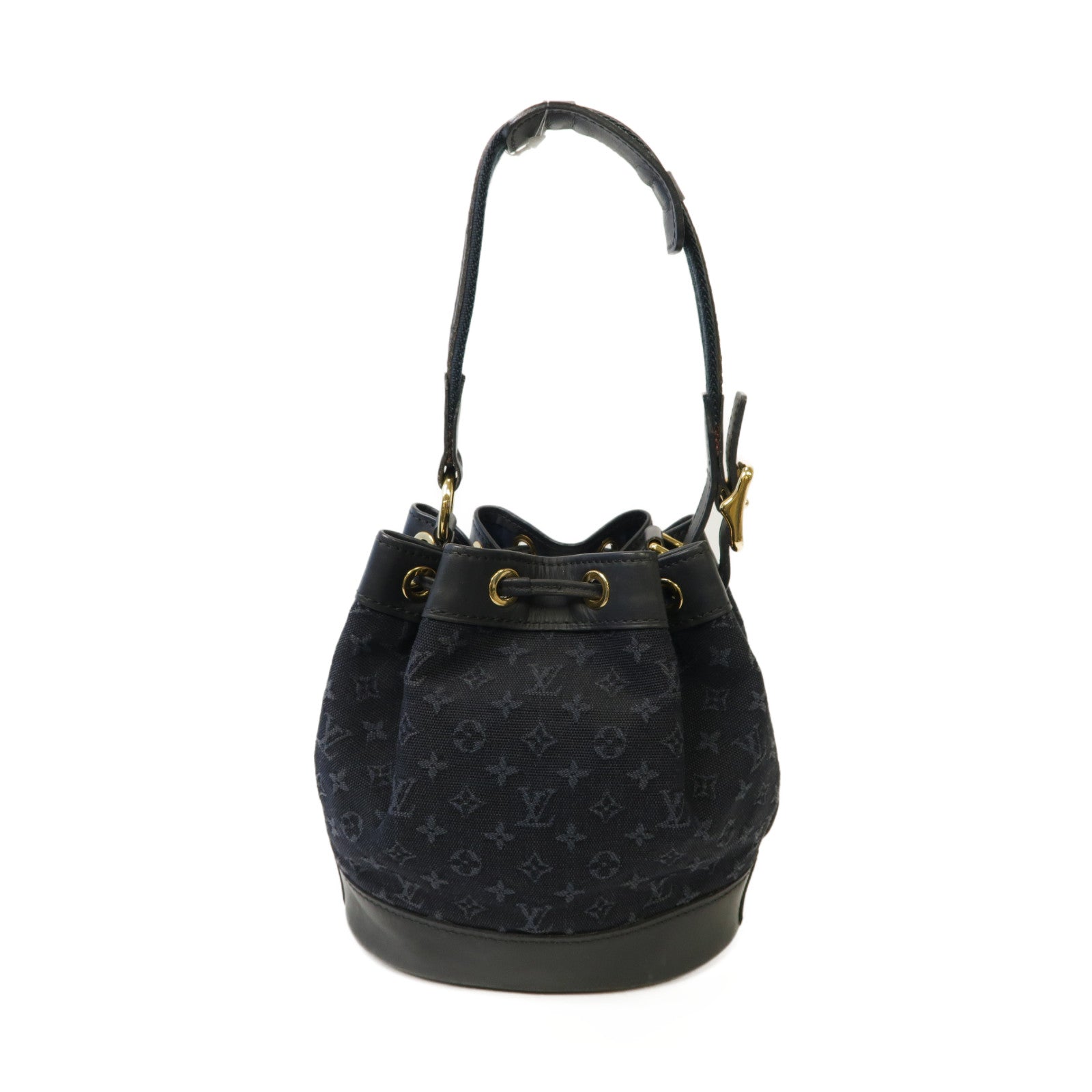 LOUIS VUITTON Monogram Mini Noelie金扣肩背袋深藍色