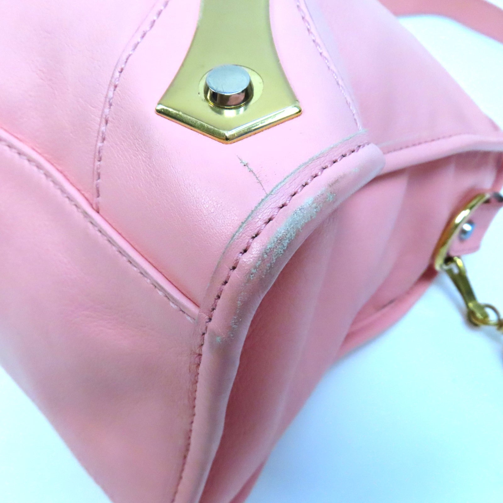 BALENCIAGA 牛皮皮革City Metal Plate金扣手挽肩背兩用袋粉紅色