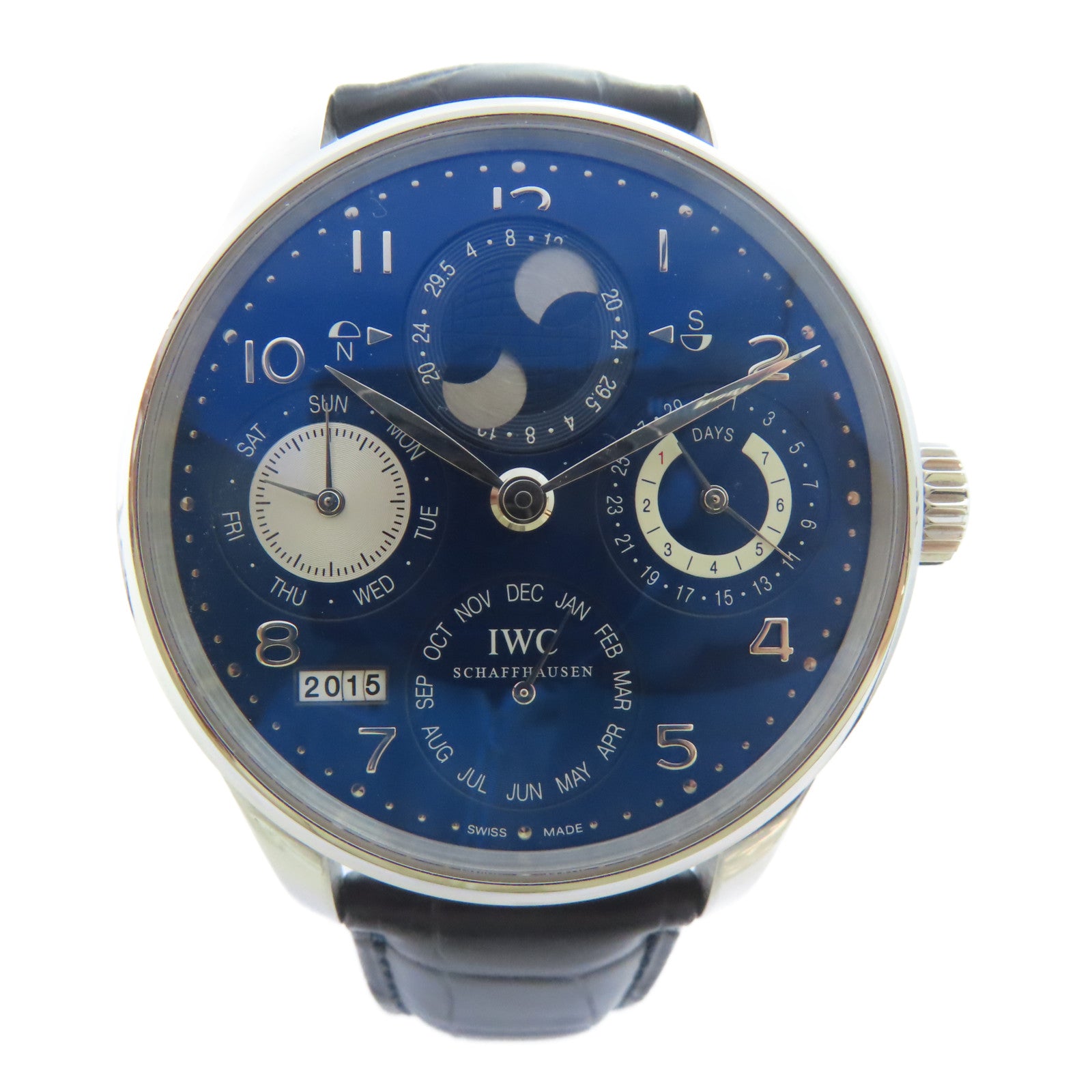 IWC Portuguese Perpetual Calendar 18K白金手錶自動機芯藍色