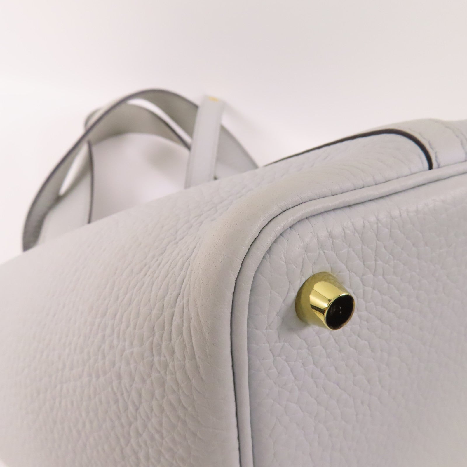 HERMES【激減優惠】 Clemence皮革Picotin PM金扣手挽袋Bleu Pale