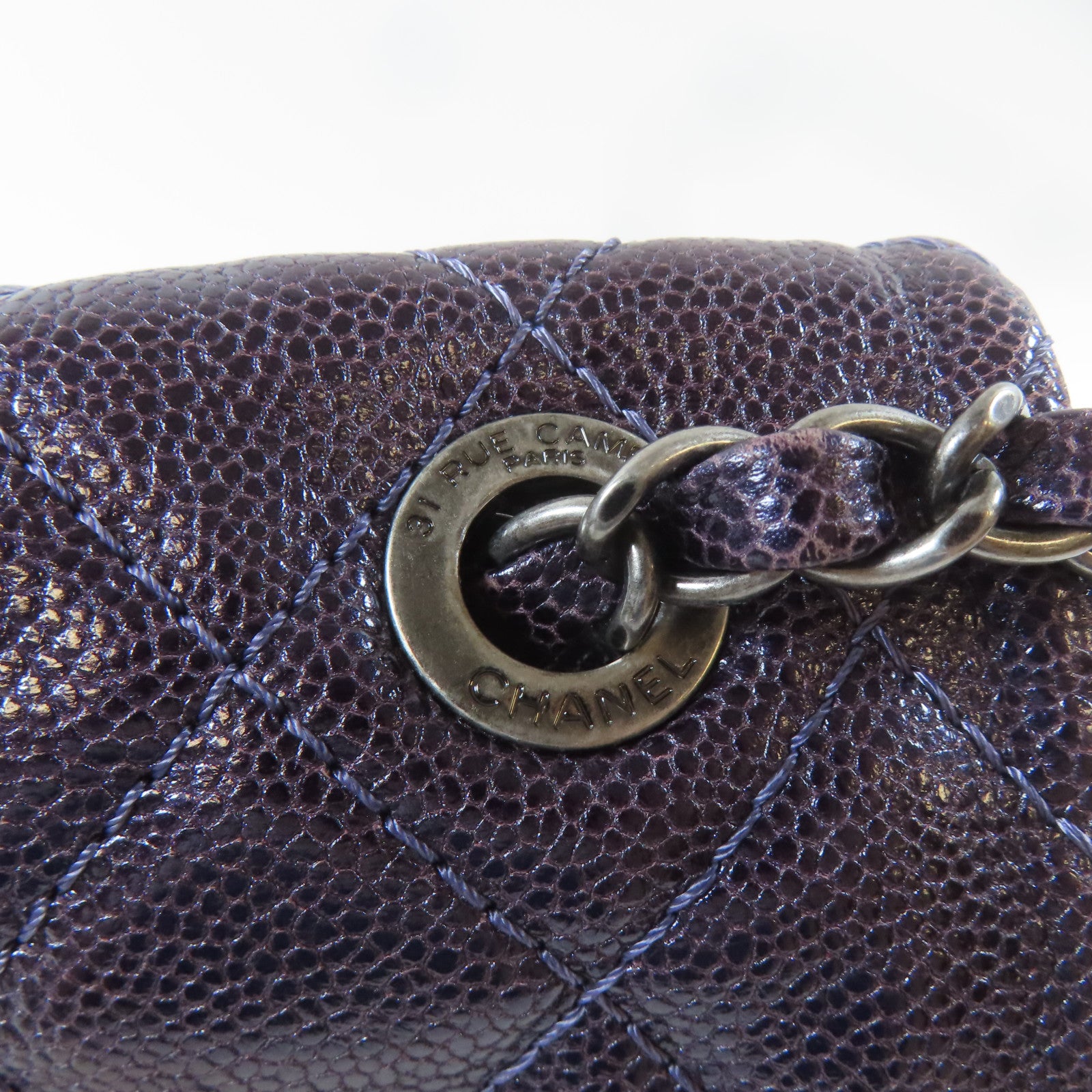 CHANEL 【激減優惠】菱格Caviar皮革Chain Shoulder Bag鏈帶肩背袋紫色