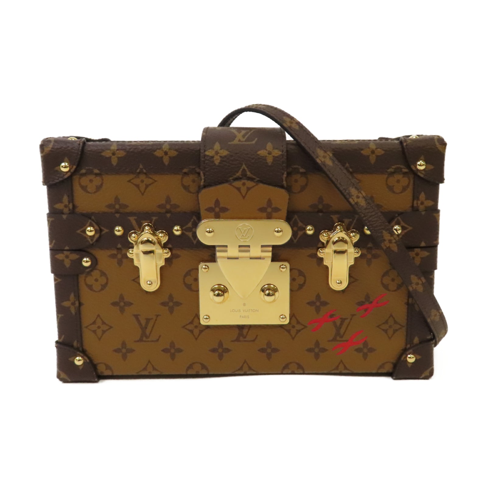 LOUIS VUITTON 【激減優惠】Monogram Reverse Petite Malle金扣肩背袋啡色