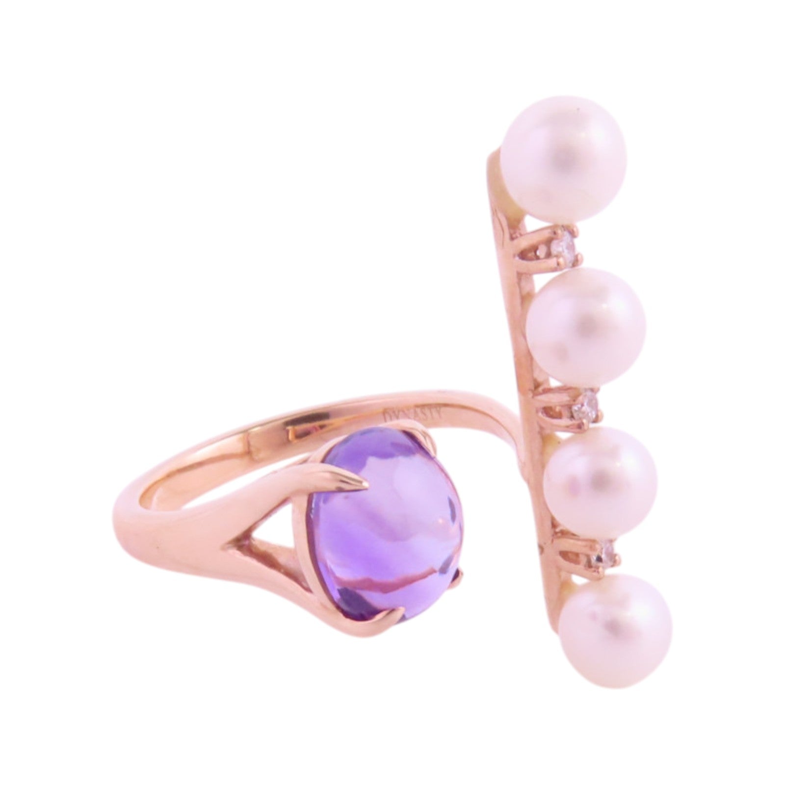 JEWELRY 14K玫瑰金PearlAmethyst  Ring珍珠/紫晶戒指US#6.25