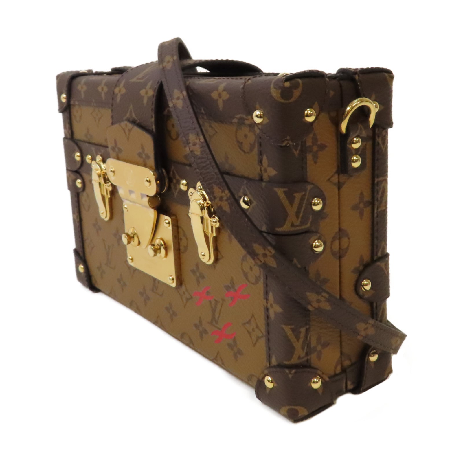 LOUIS VUITTON 【激減優惠】Monogram Reverse Petite Malle金扣肩背袋啡色
