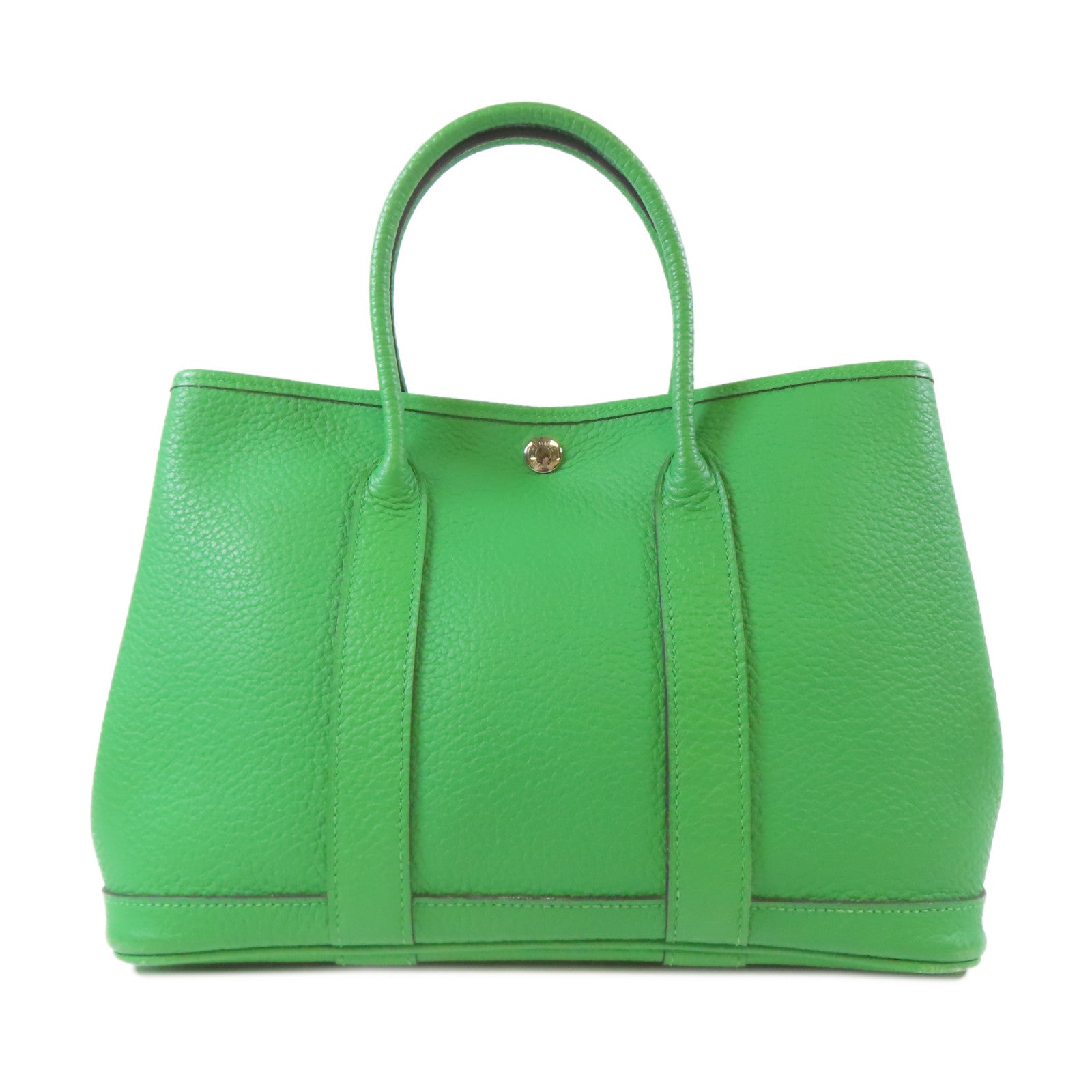 HERMES Country皮革Garden Party TPM銀扣手挽袋竹子綠色