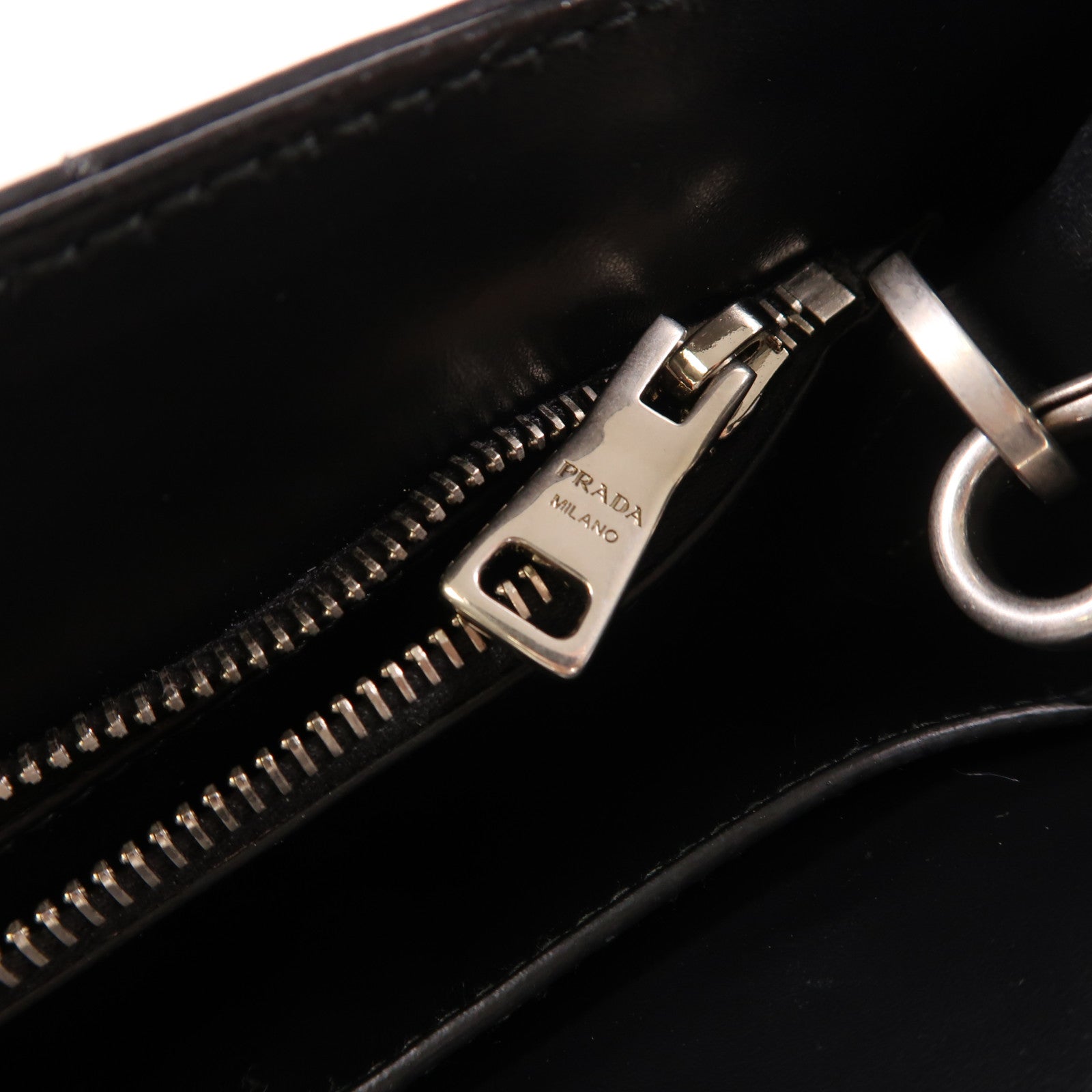 PRADA SHW 2 Way Shoulder Bag Handbag 1BA165 Calfskin Leather Black