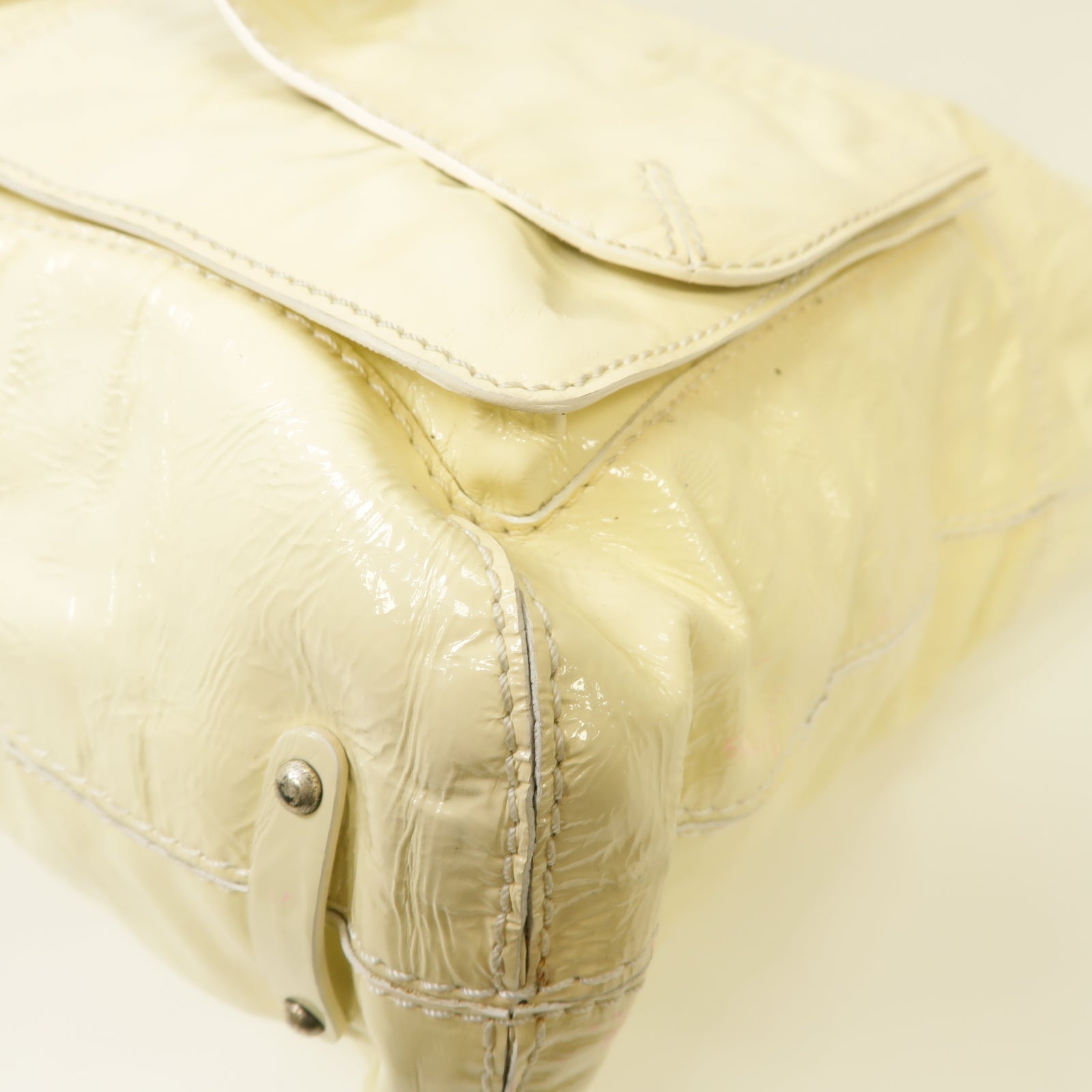 GIVENCHY 【激減優惠】漆皮皮革Shoulder Bag銀扣手挽肩背兩用袋白色