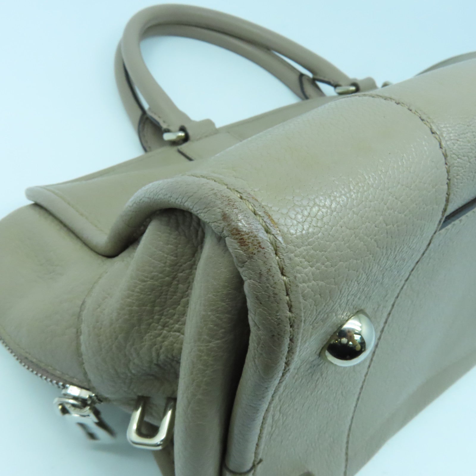 LOEWE **【激減優惠】牛皮皮革Handbag銀扣手挽袋灰色