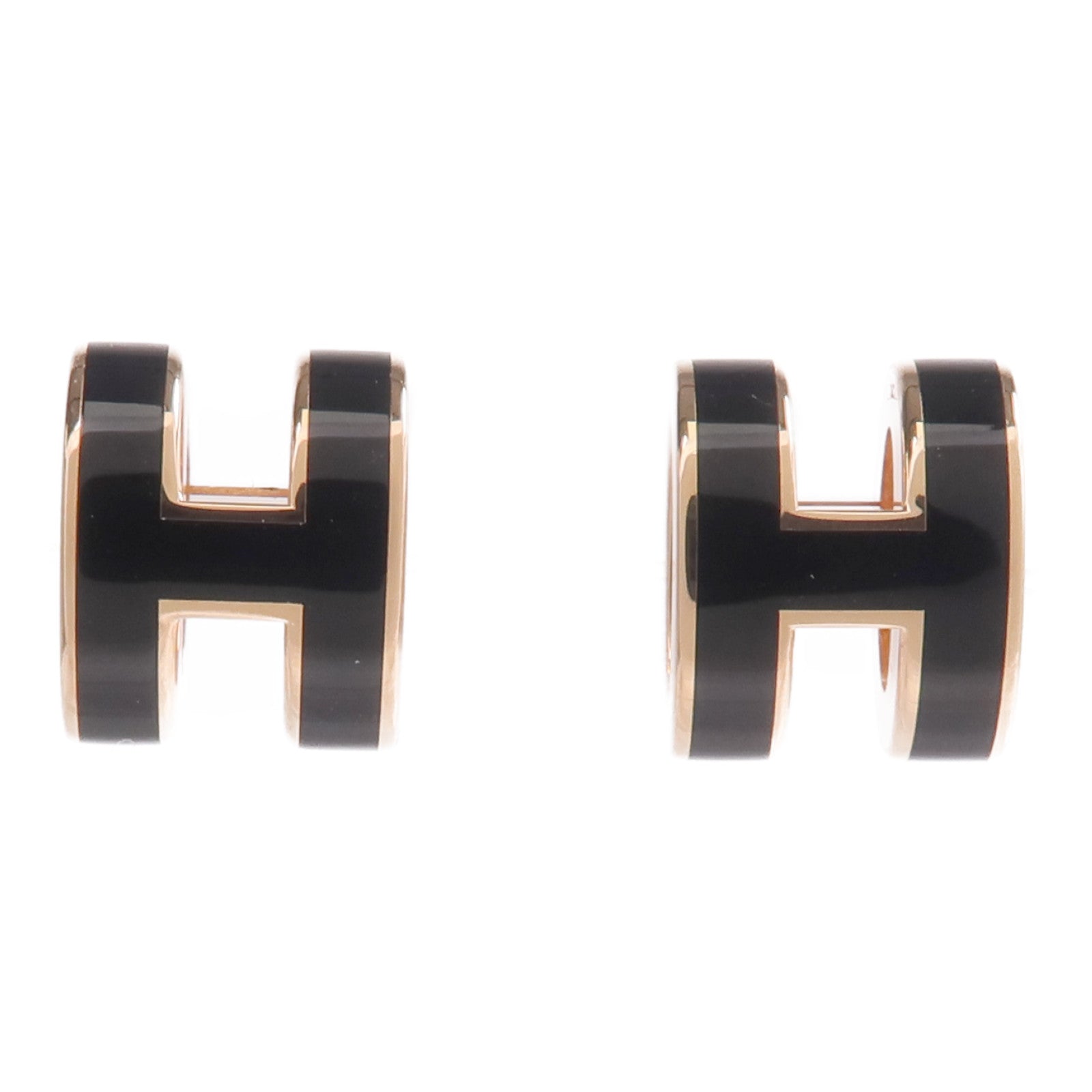 HERMES 金屬Mini Pop H Earrings耳環Noir