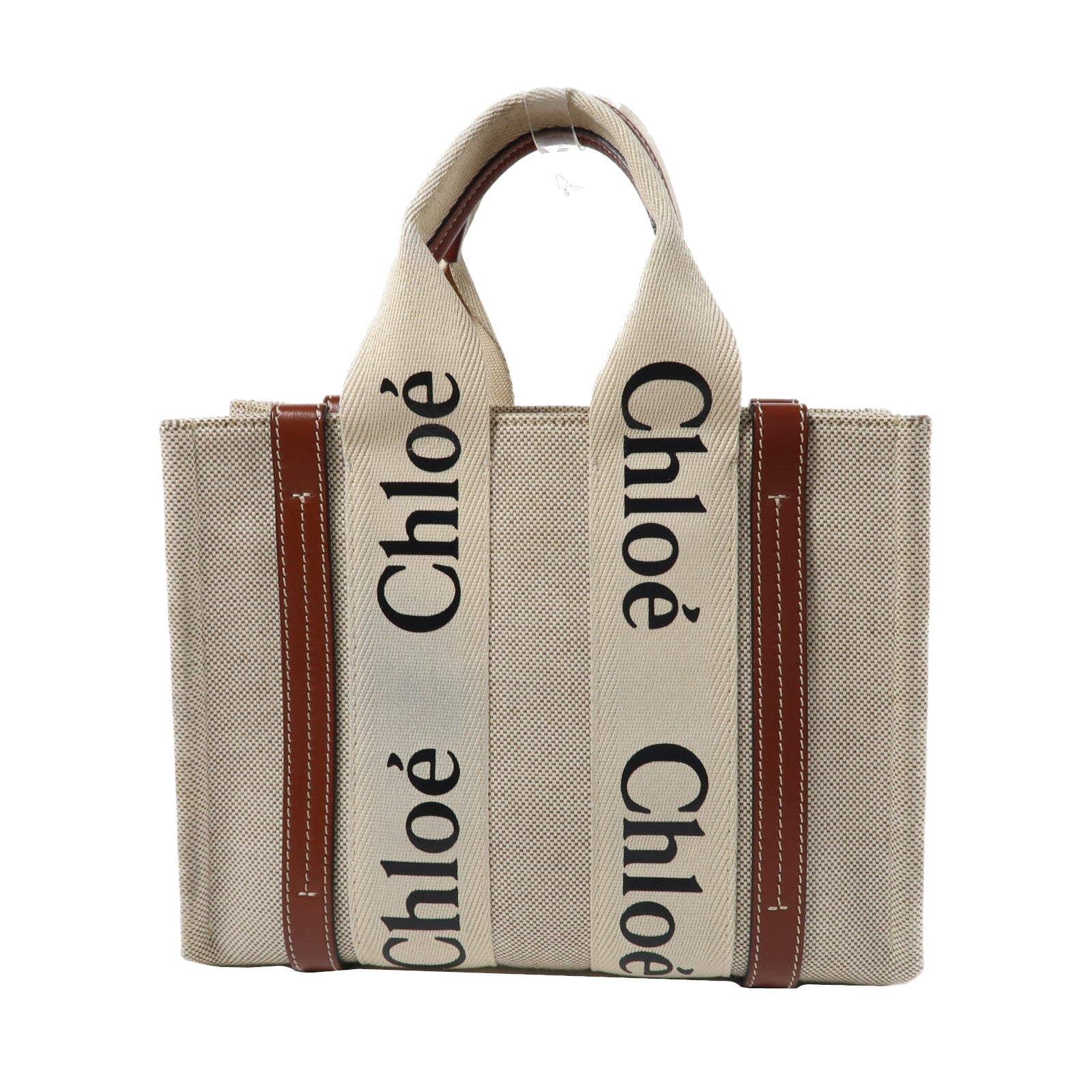 Chloe 【激減優惠】帆布Mini Woody金扣手挽肩背兩用袋米色/啡色