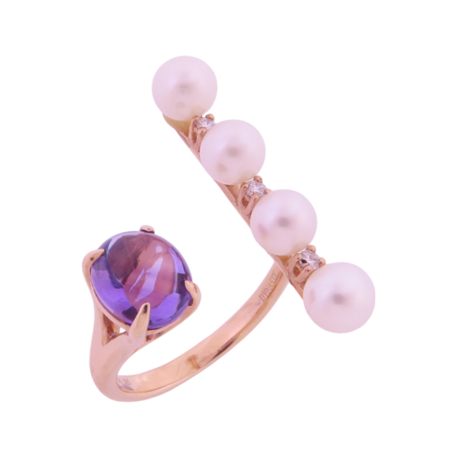 JEWELRY 14K玫瑰金PearlAmethyst  Ring珍珠/紫晶戒指US#6.25