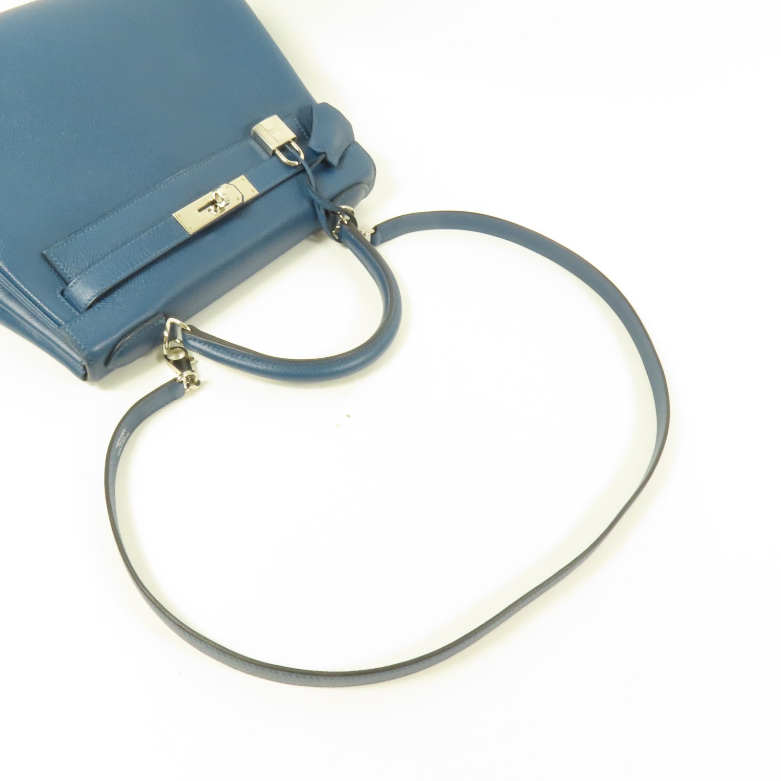 HERMES Epsom皮革Kelly 28銀扣手挽肩背兩用袋Colvert