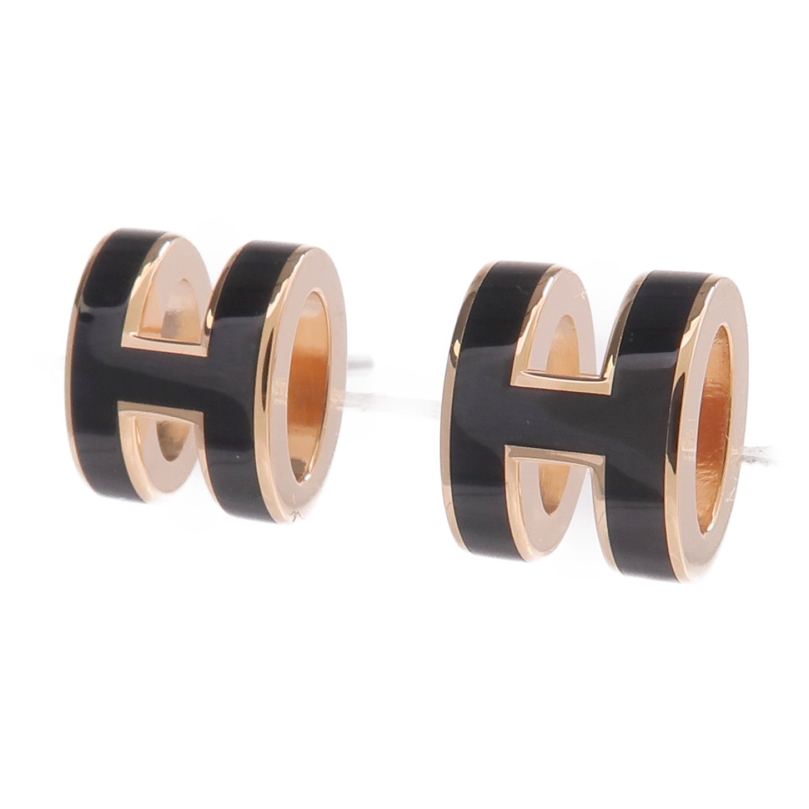 HERMES 金屬Mini Pop H Earrings耳環Noir